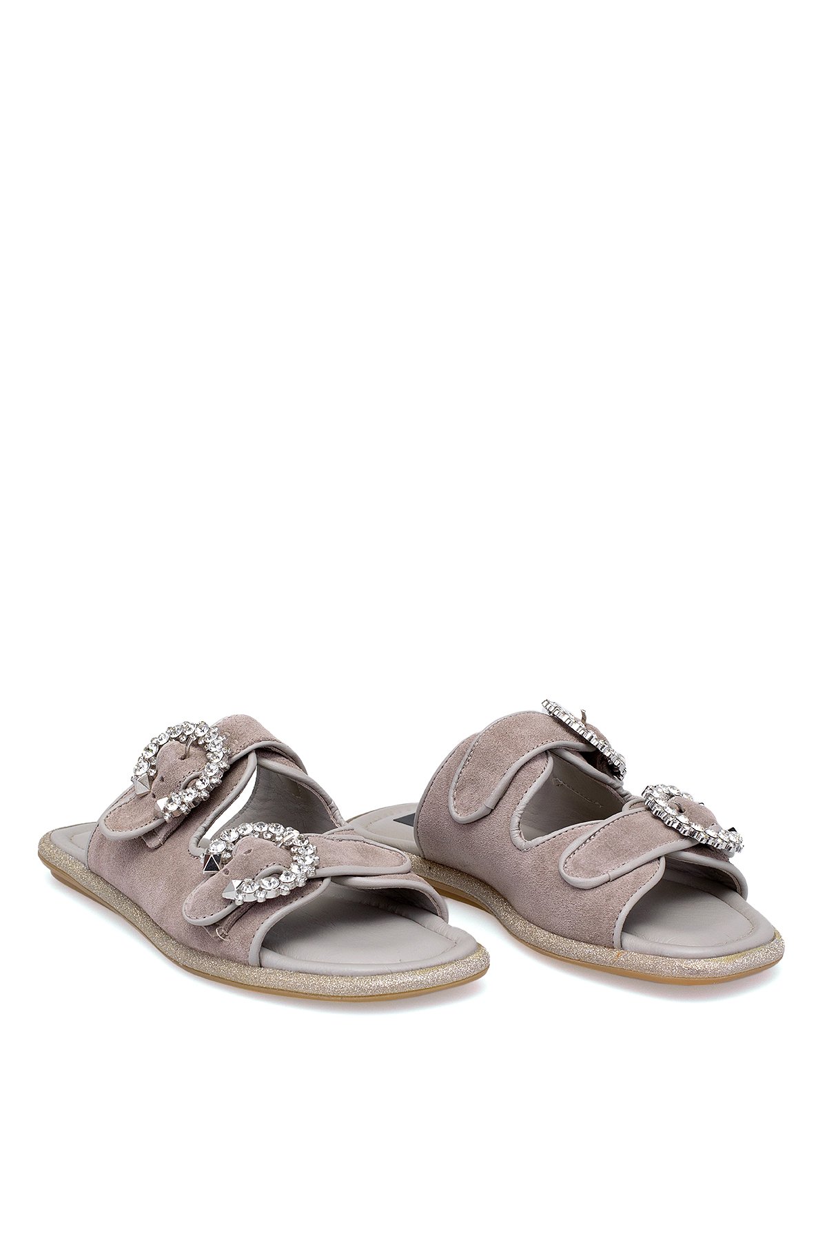 Elit Meliora Kadın Hakiki Deri Düz Terlik Vizon - Görsel 8