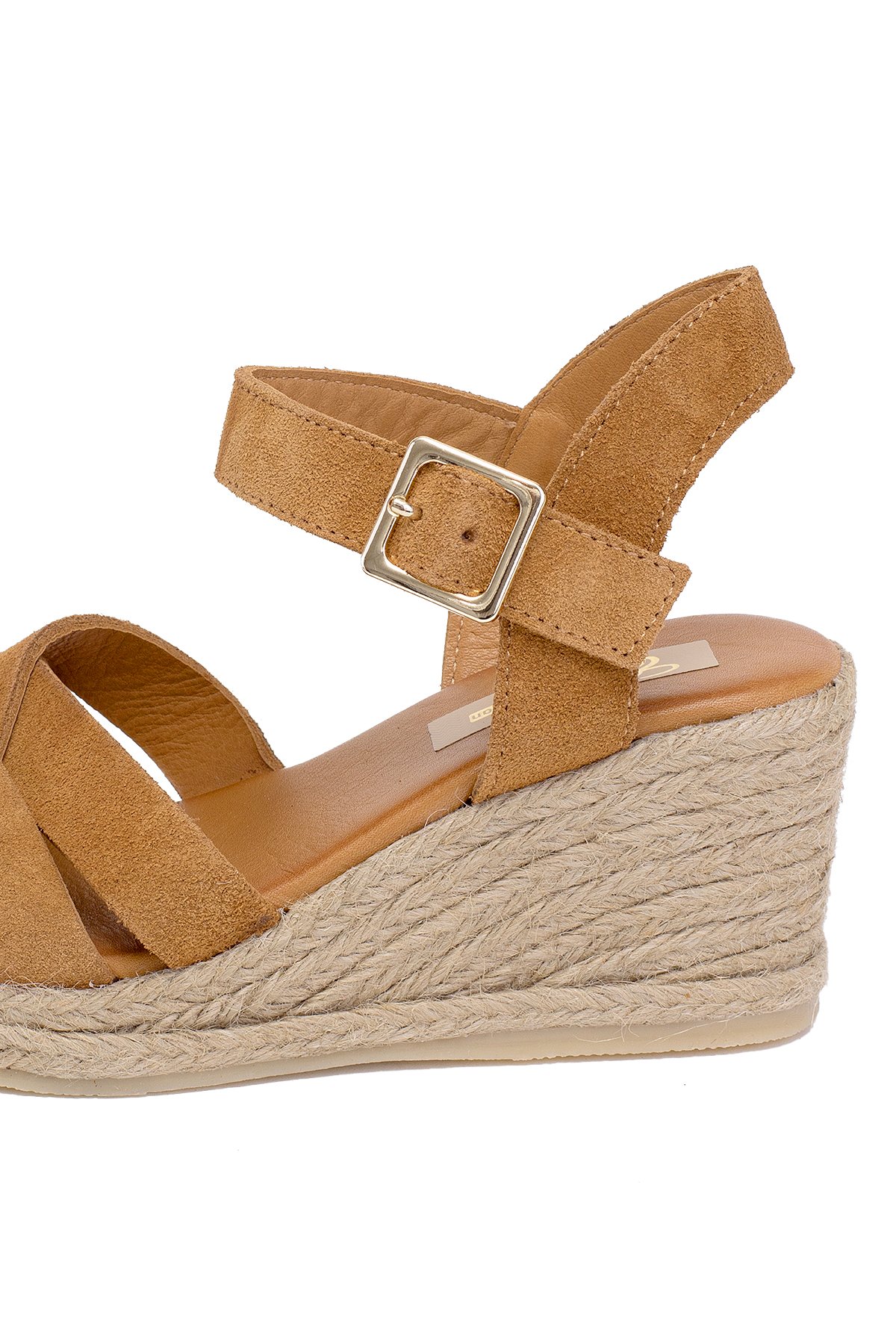 Elit Delina Kadın Hakiki Süet Deri Dolgu Topuk Sandalet Taba - Görsel 8