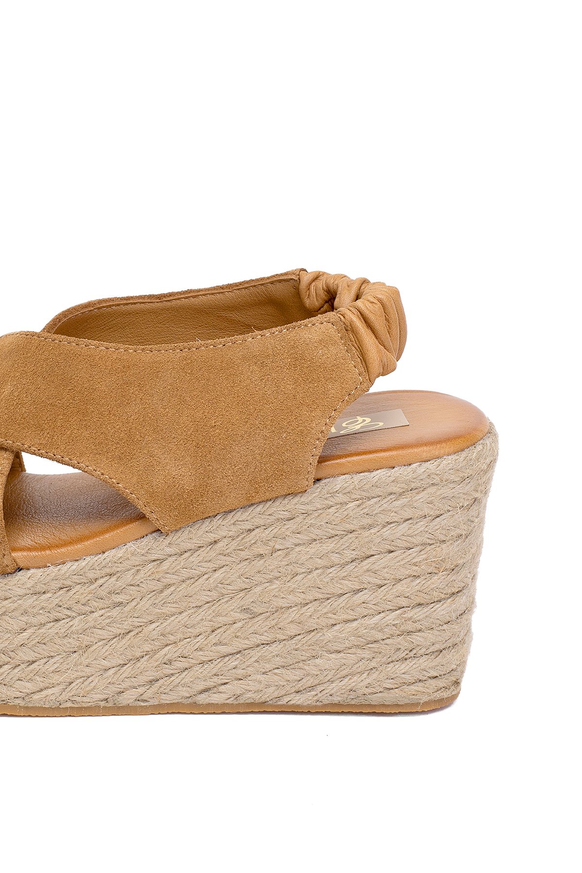 Elit Rosabelle Kadın Hakiki Süet Deri Dolgu Topuk Sandalet Taba - Görsel 8