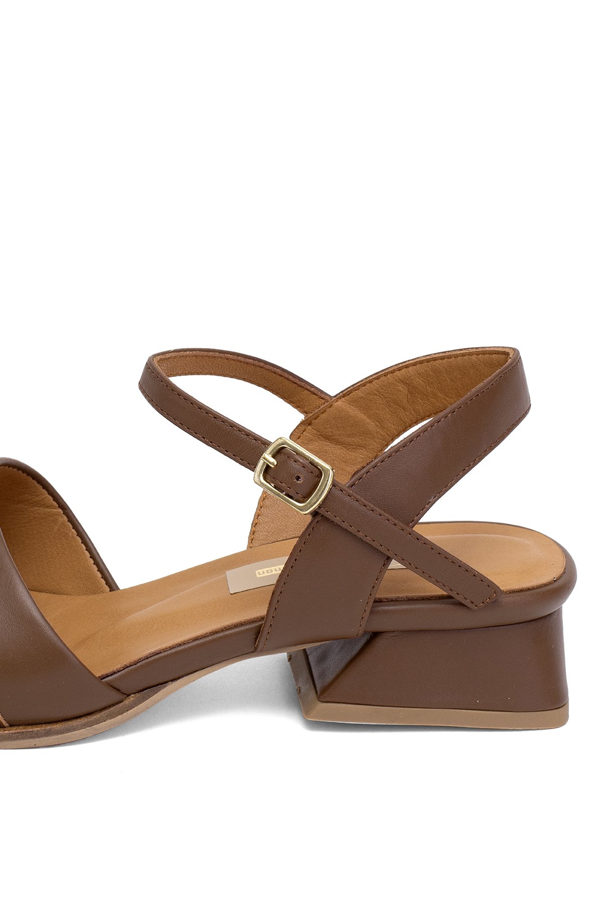Elit Thalina Kadın Hakiki Deri Topuklu Sandalet Taba - Görsel 8