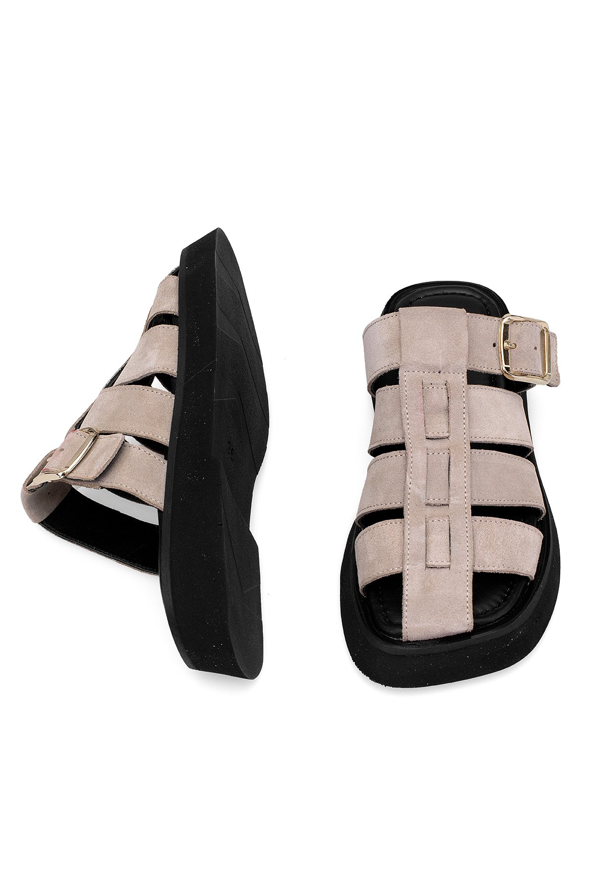 Elit Florencia Kadın Hakiki Süet Deri Ortopedik Düz Terlik Gri - Görsel 5