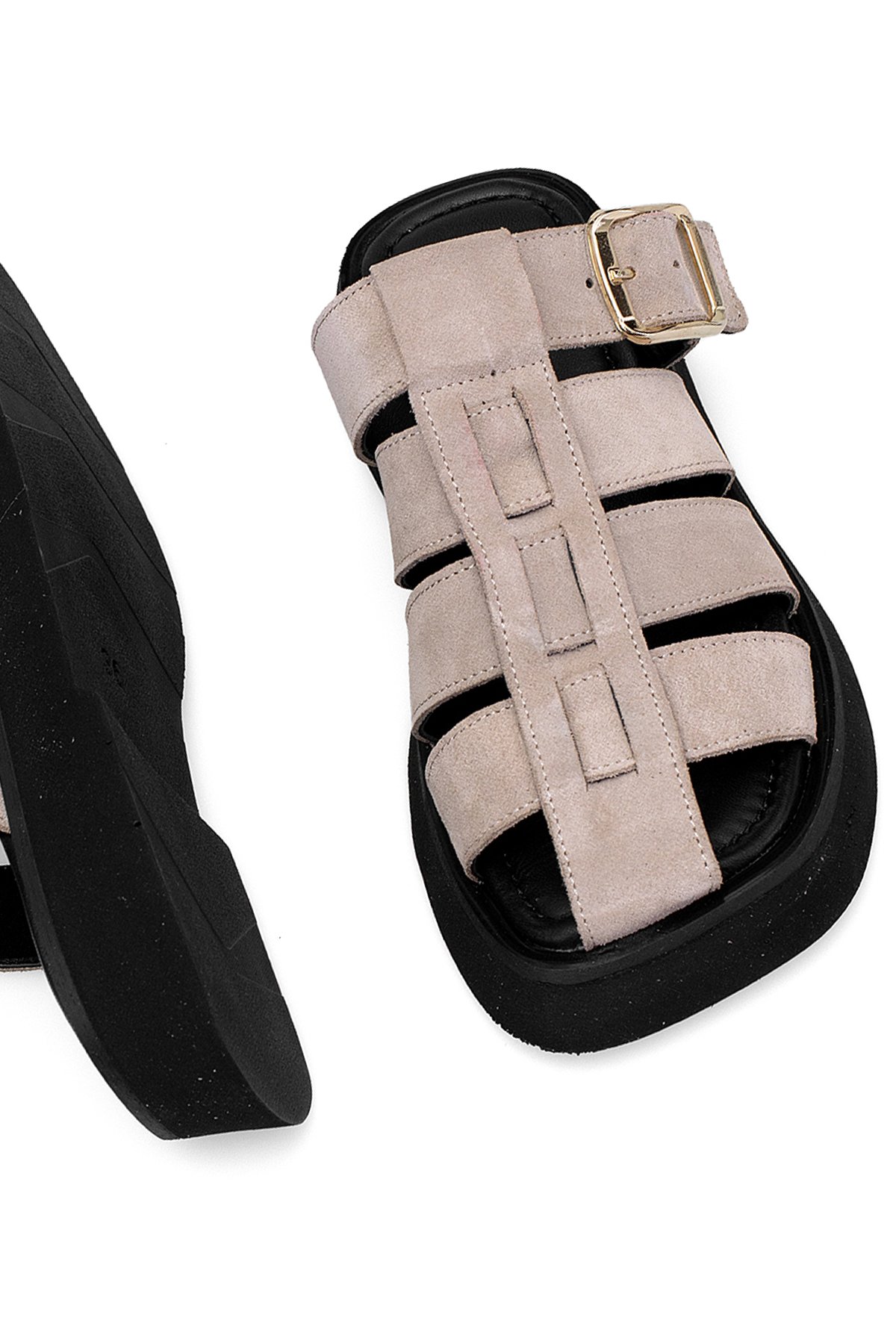 Elit Florencia Kadın Hakiki Süet Deri Ortopedik Düz Terlik Gri - Görsel 6