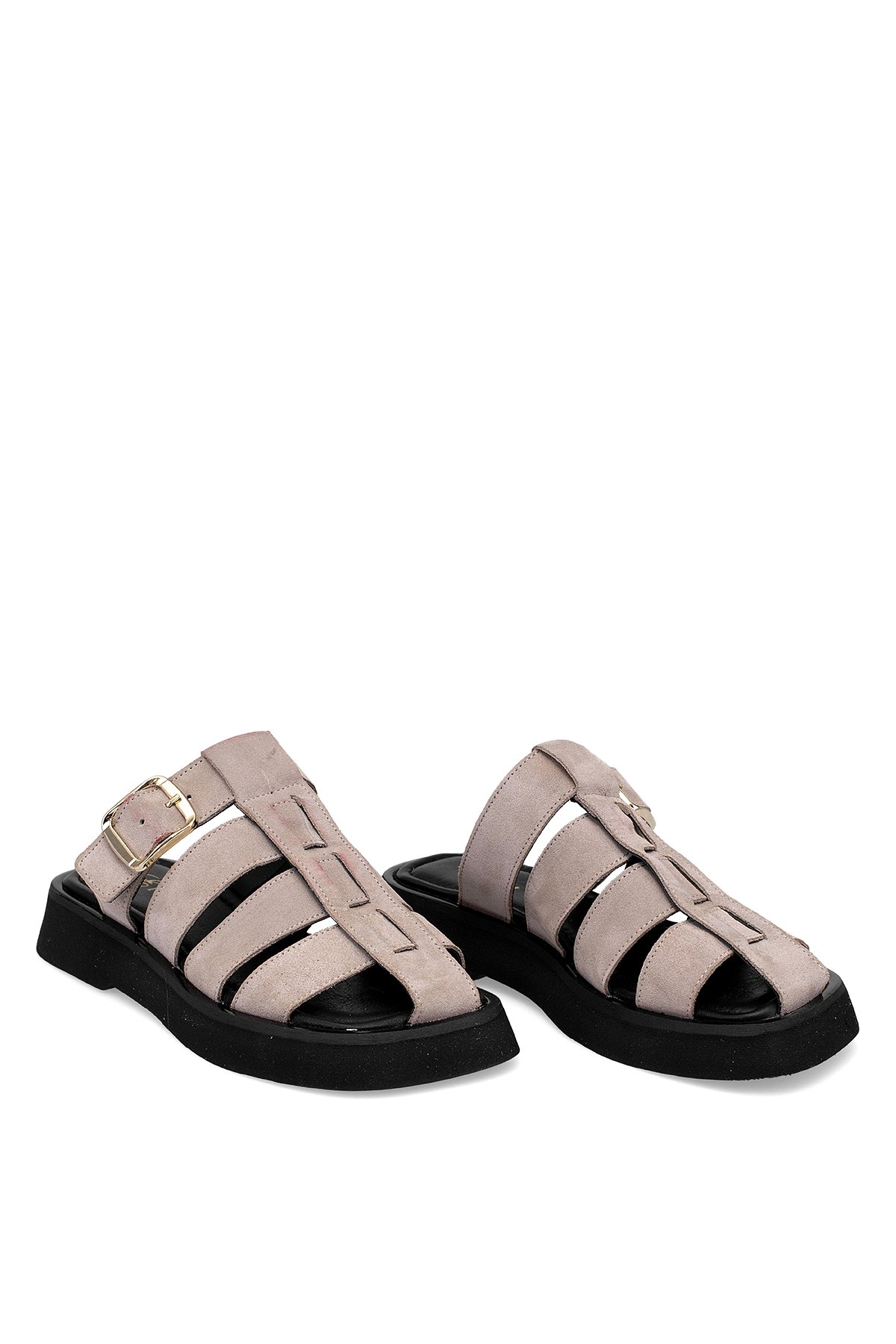 Elit Florencia Kadın Hakiki Süet Deri Ortopedik Düz Terlik Gri - Görsel 8