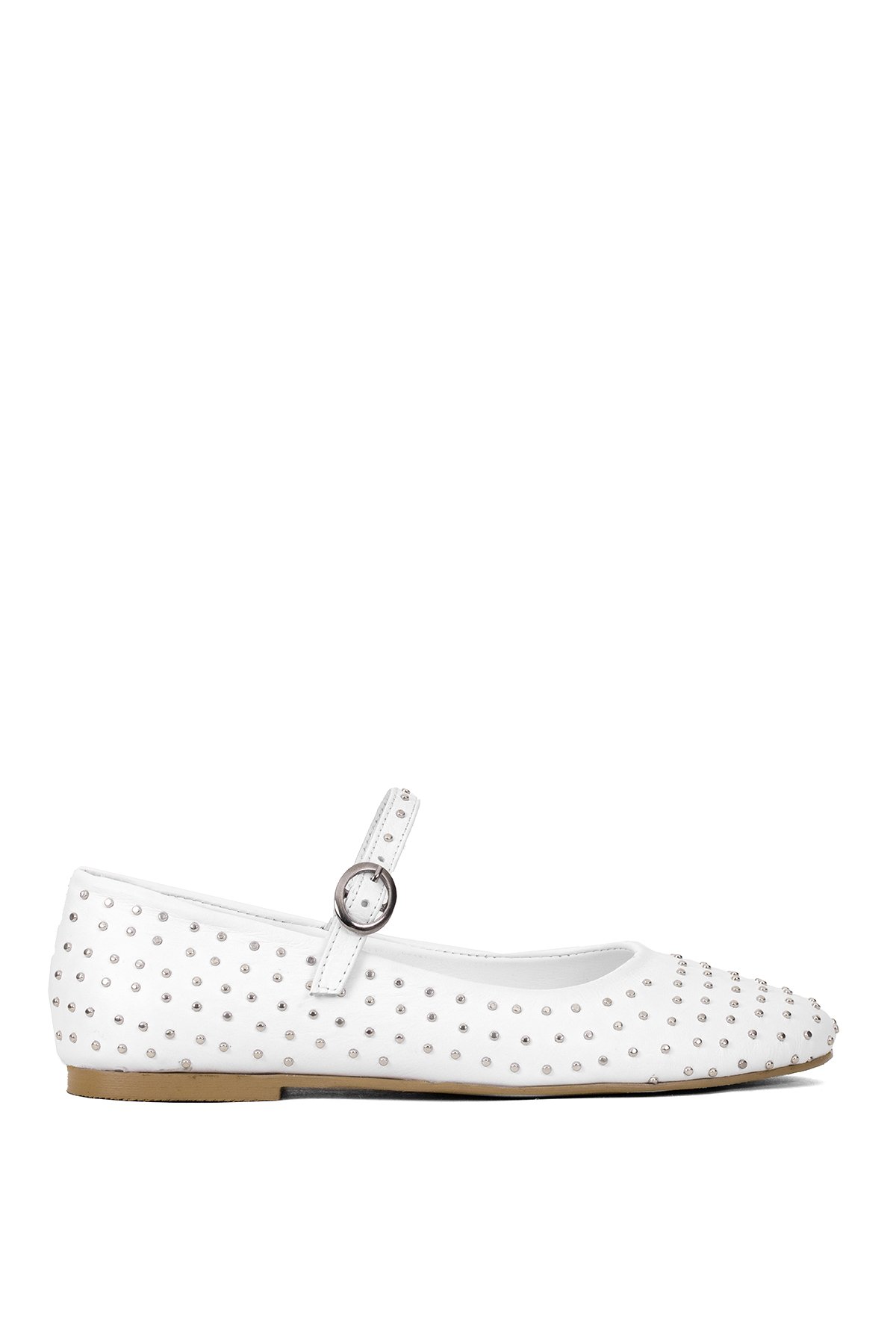 Elit Jada Kadın Hakiki Deri Troklu Babet Beyaz - Görsel 2