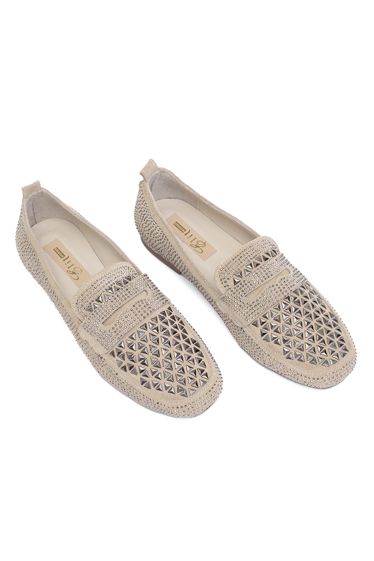 Elit Liora Kadın Hakiki Deri Troklu Babet Bej - Görsel 3