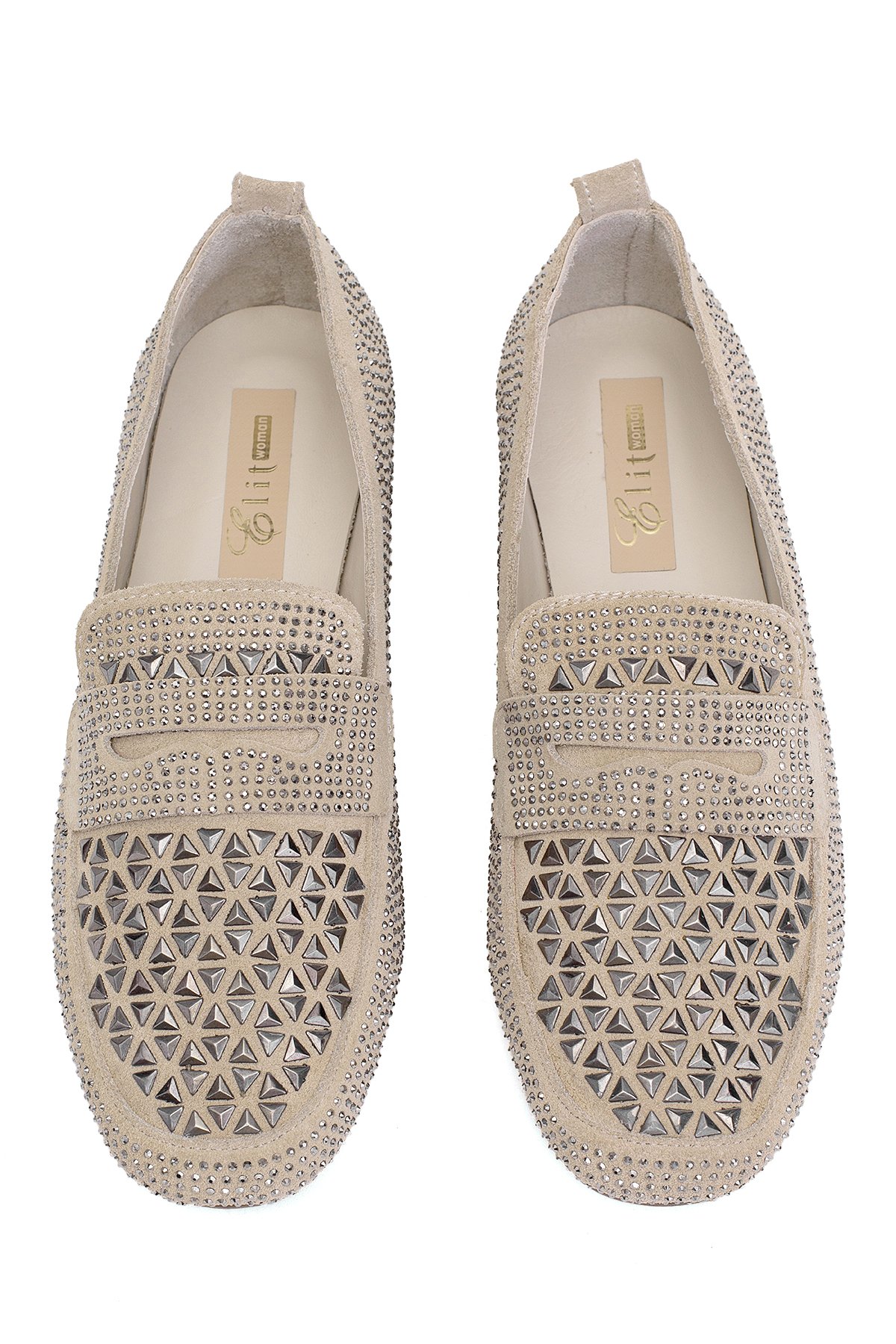 Elit Liora Kadın Hakiki Deri Troklu Babet Bej - Görsel 4