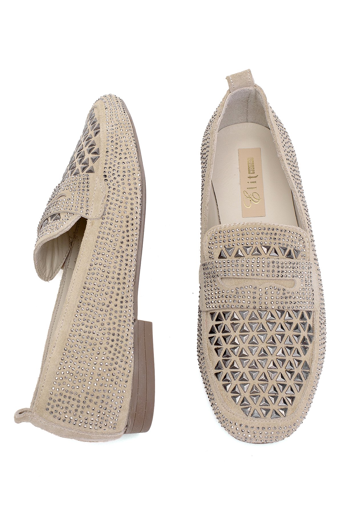 Elit Liora Kadın Hakiki Deri Troklu Babet Bej - Görsel 5