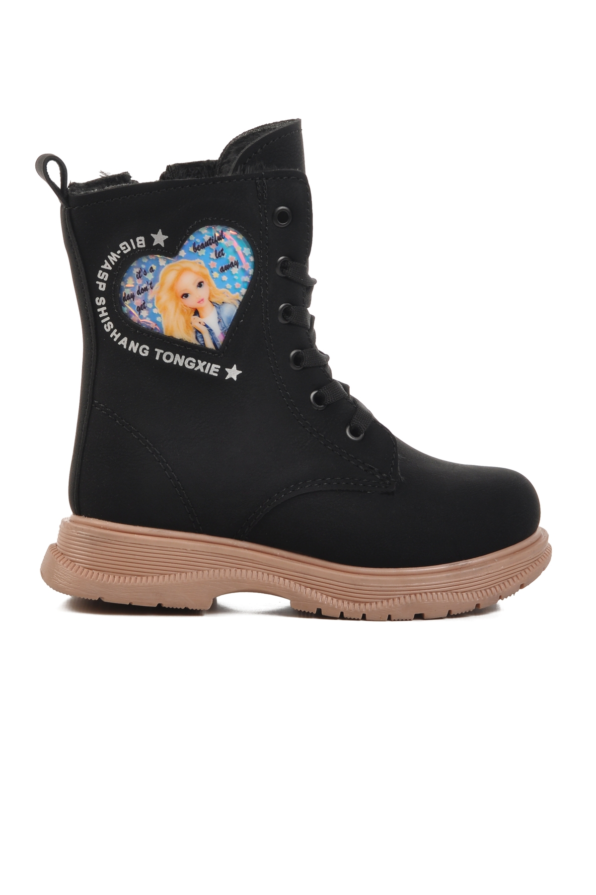 Siyah Somon İçi Kürklü Kız Çocuk Bot - Görsel 2