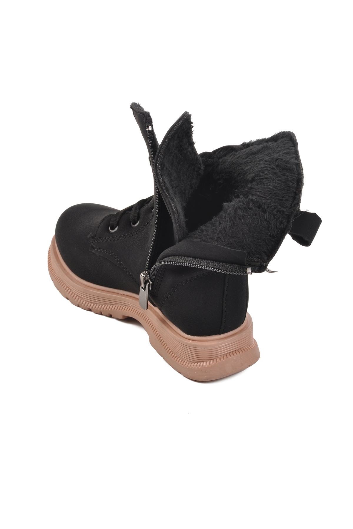 Siyah Somon İçi Kürklü Kız Çocuk Bot - Görsel 5