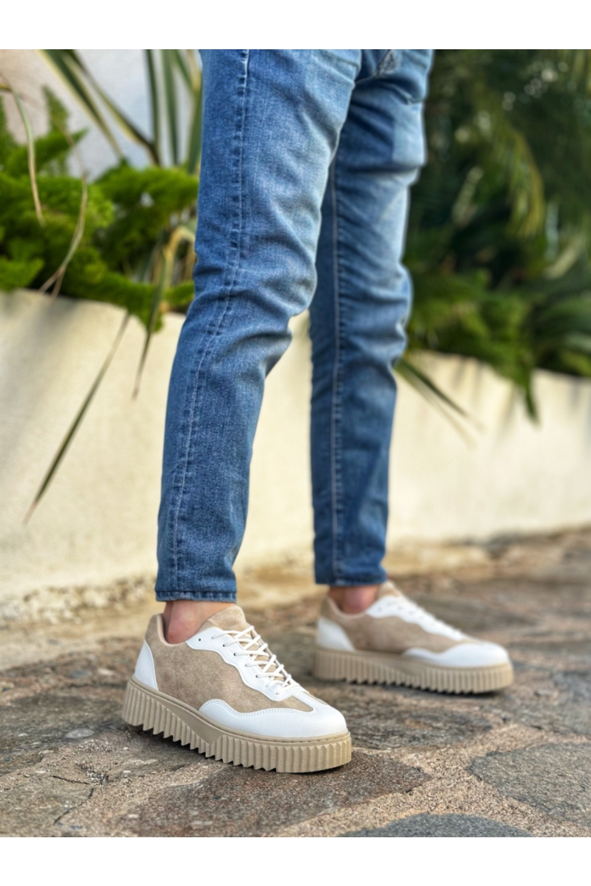 Bağcıklı Erkek Günlük Ayakkabı KREM SÜET (KREM TABAN) - Görsel 4