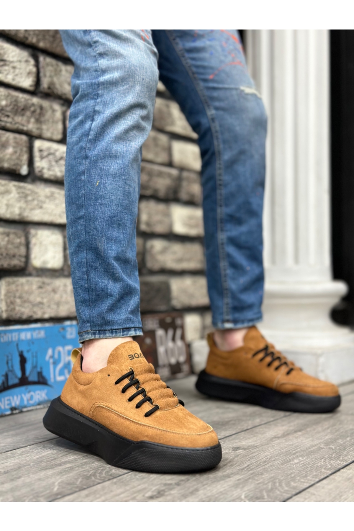 Bağcıklı Erkek Spor Ayakkabı TABA SÜET (SİYAH TABAN) - Görsel 2