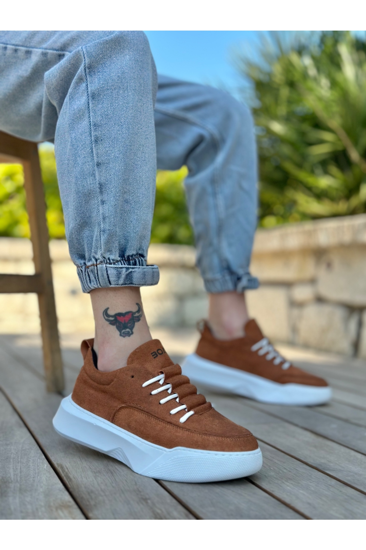 Bağcıklı Erkek Spor Ayakkabı TABA SÜET (BEYAZ TABAN) - Görsel 2