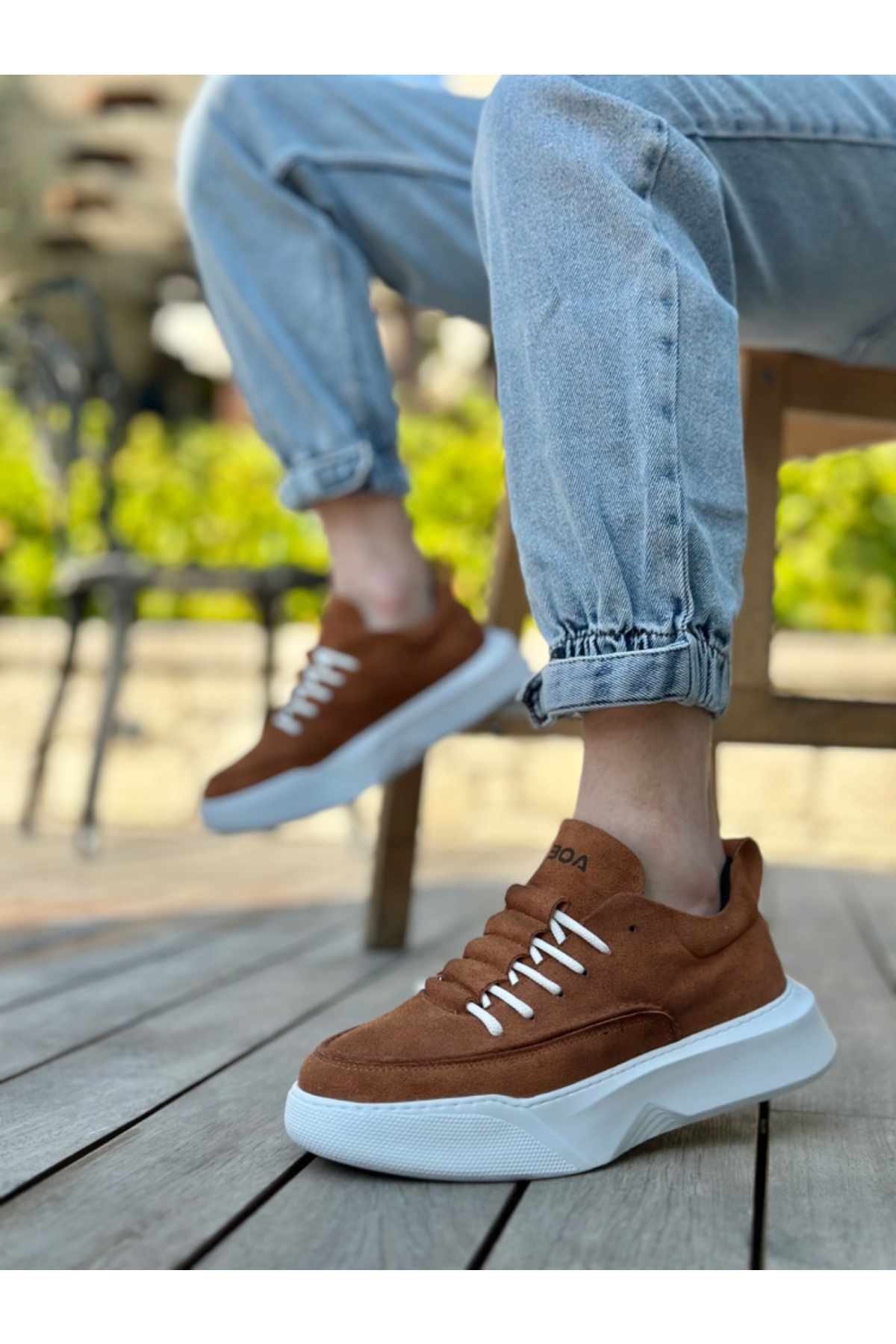 Bağcıklı Erkek Spor Ayakkabı TABA SÜET (BEYAZ TABAN) - Görsel 3