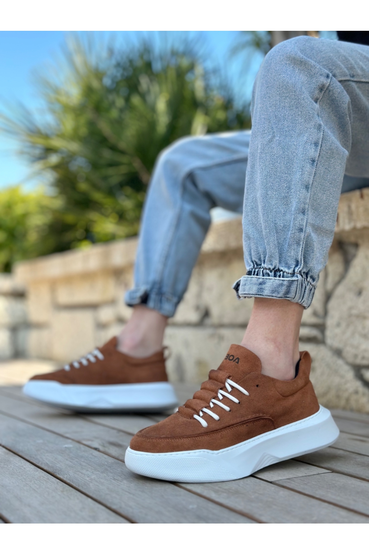 Bağcıklı Erkek Spor Ayakkabı TABA SÜET (BEYAZ TABAN) - Görsel 4