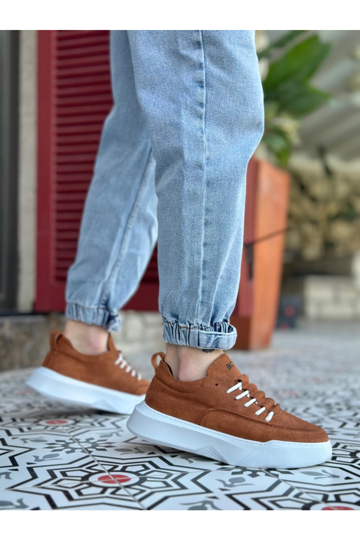 Bağcıklı Erkek Spor Ayakkabı TABA SÜET (BEYAZ TABAN) - Görsel 5