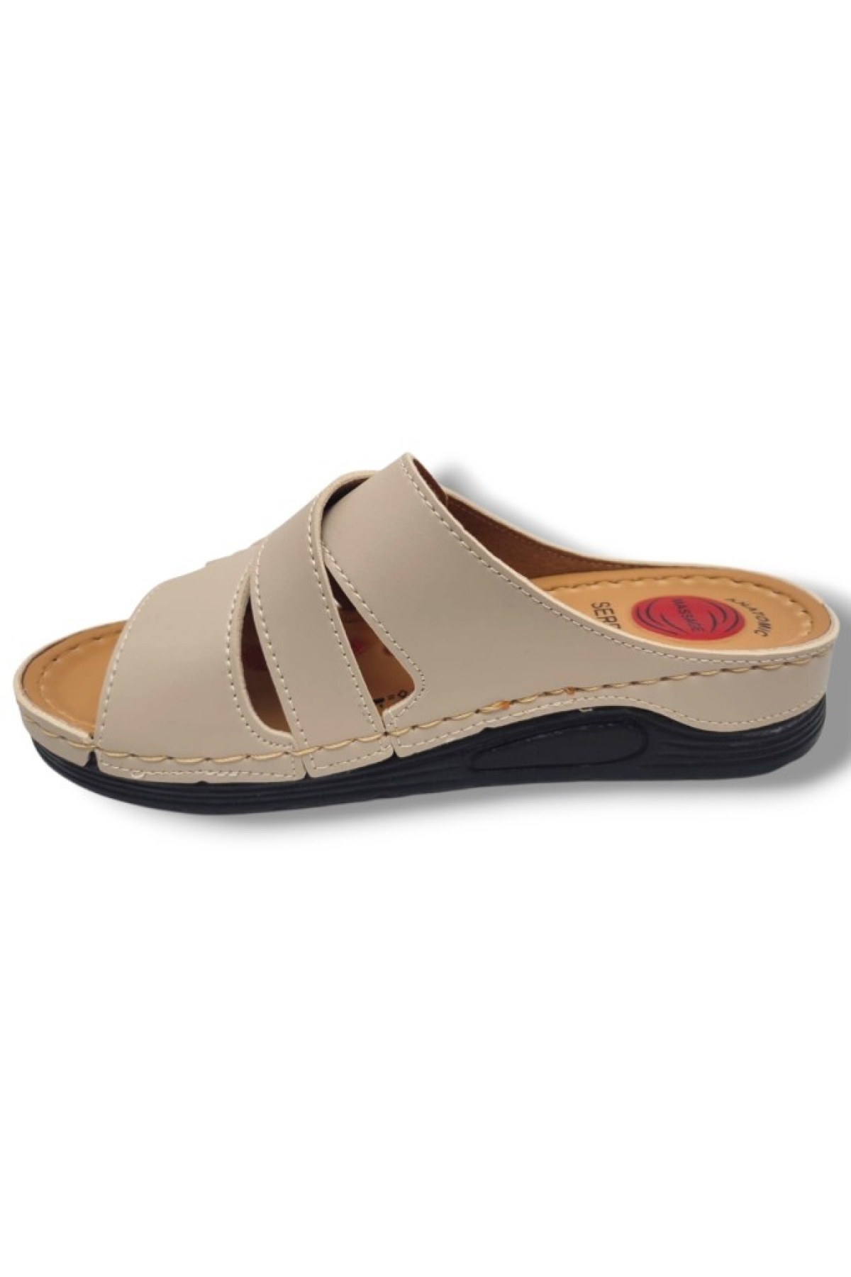 630-25 Deri Anatomik İnci Tokalı Kadın Terlik - Görsel 4