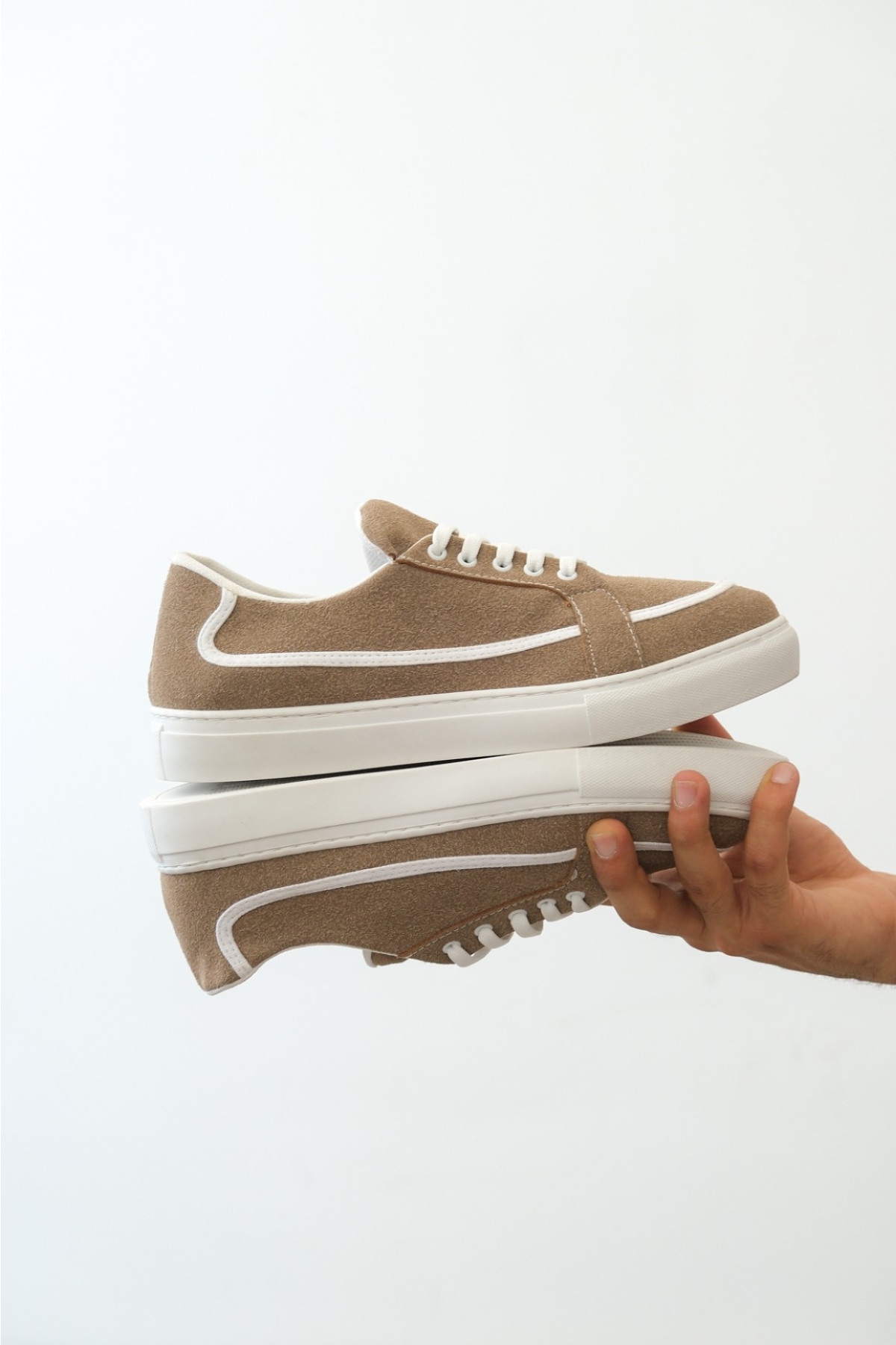 Bağcıklı Erkek Spor Ayakkabı VİZON (BEYAZ TABAN) - Görsel 5