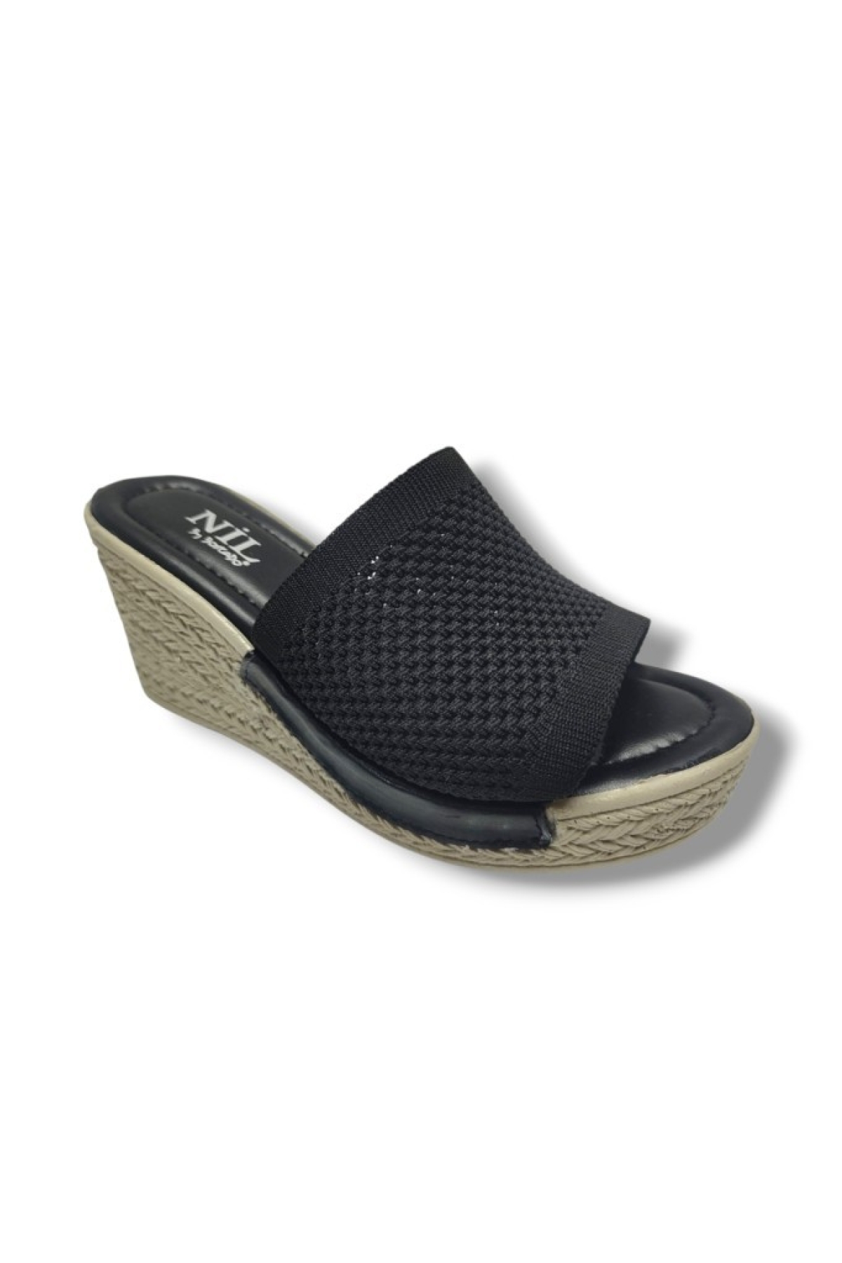 9905-25 Triko Hasır Taban Dolgu Topuk Kadın Terlik - Görsel 2