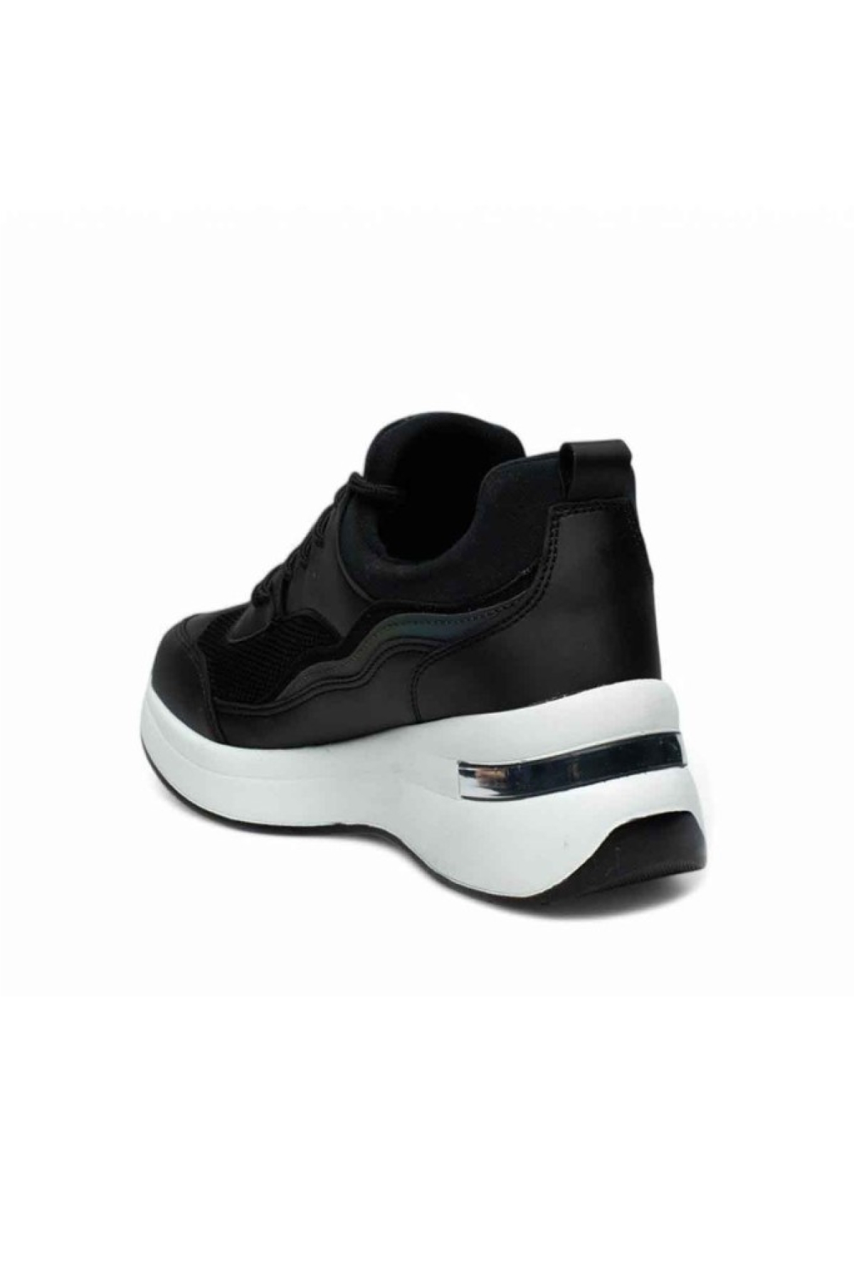 327-25 Deri Anorak Anatomik Kadın Sneaker Siyah Beyaz - Görsel 4