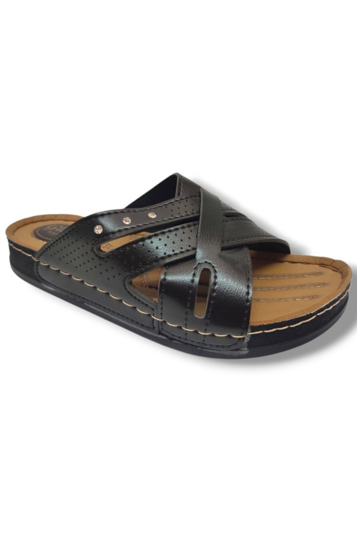 Poli 250-25 Deri Anatomik Çapraz Bant Kadın Terlik - Görsel 2