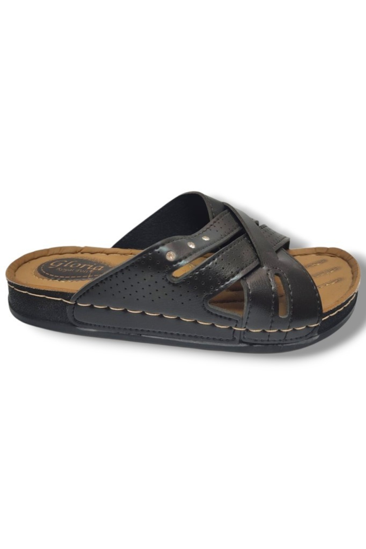 Poli 250-25 Deri Anatomik Çapraz Bant Kadın Terlik - Görsel 3