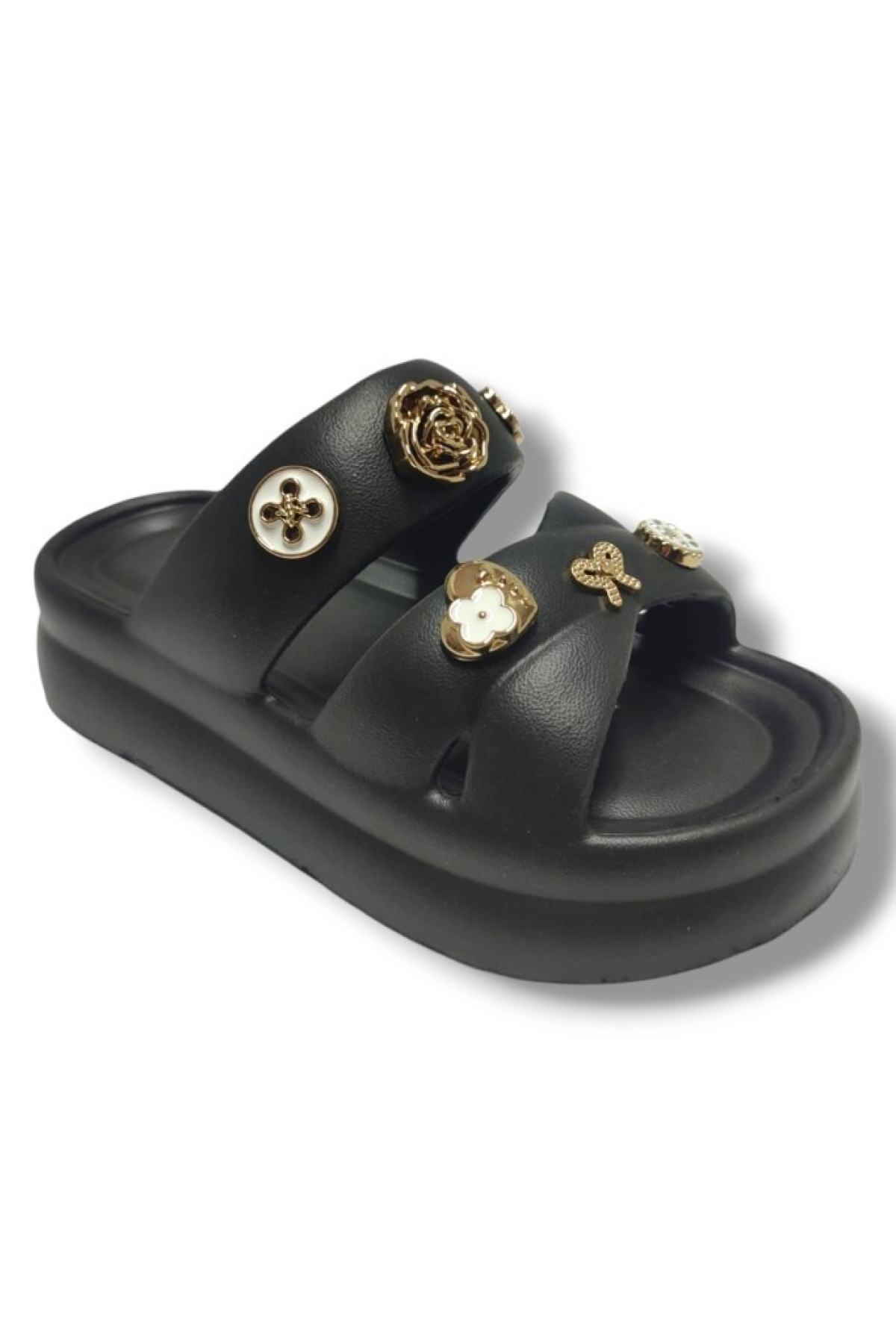 Twingo 510-25 Eva Taşlı Çift Bantlı Kalın Taban Kadın Terlik - Görsel 2