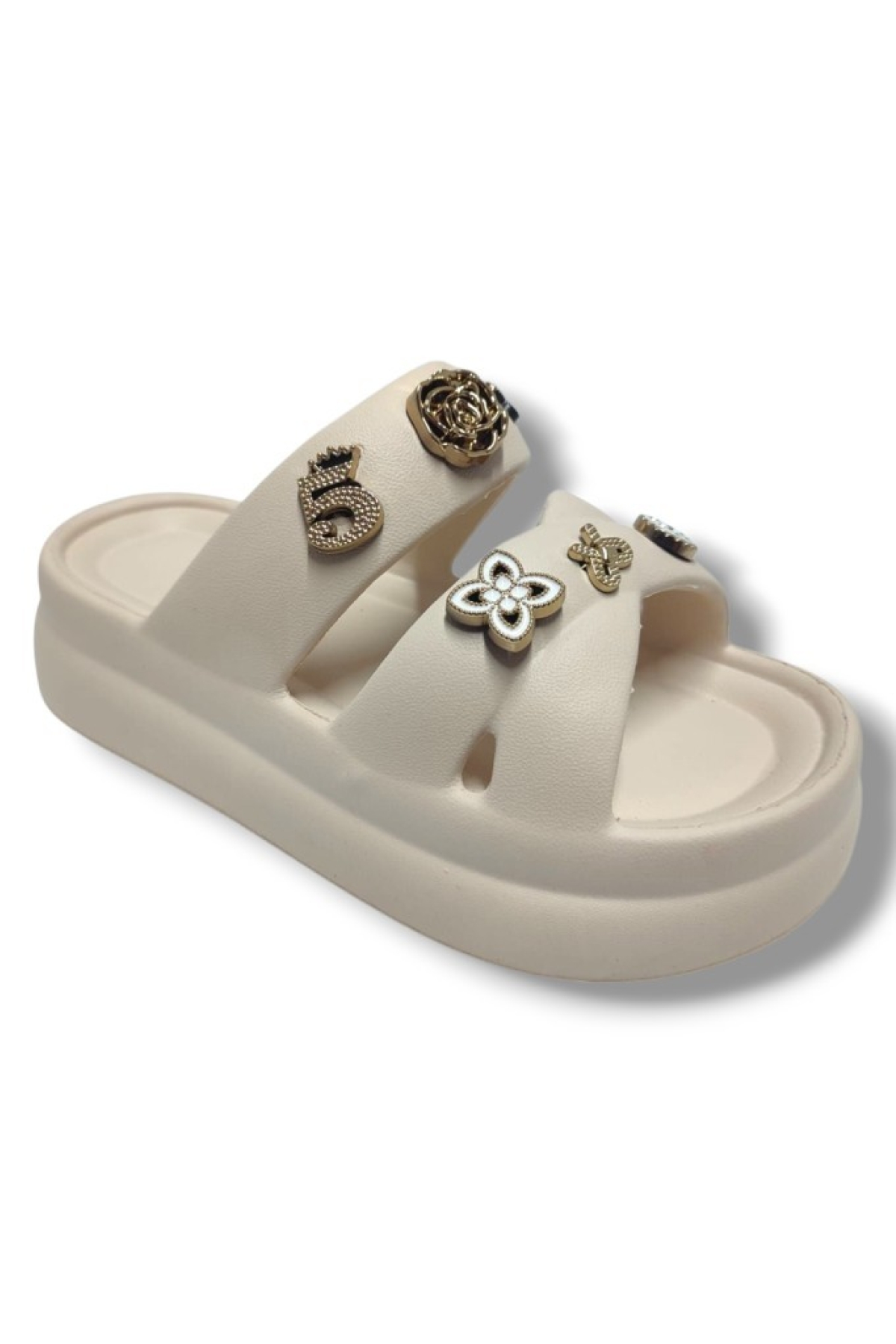 Twingo 510-25 Eva Taşlı Çift Bantlı Kalın Taban Kadın Terlik - Görsel 2