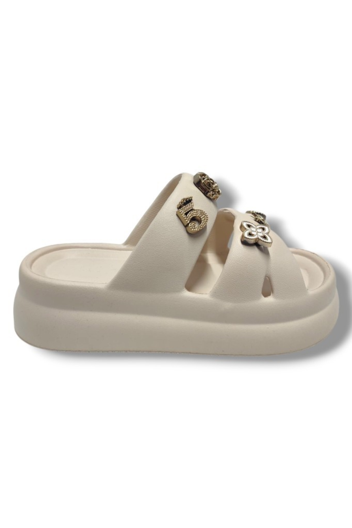 Twingo 510-25 Eva Taşlı Çift Bantlı Kalın Taban Kadın Terlik - Görsel 3