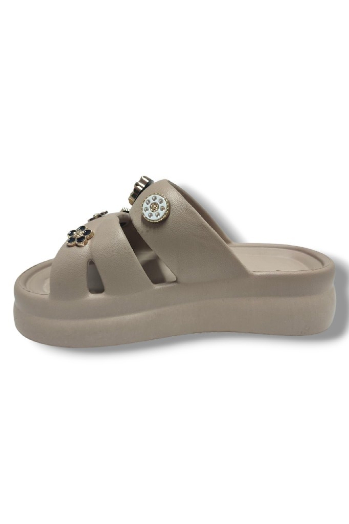 Twingo 510-25 Eva Taşlı Çift Bantlı Kalın Taban Kadın Terlik - Görsel 4