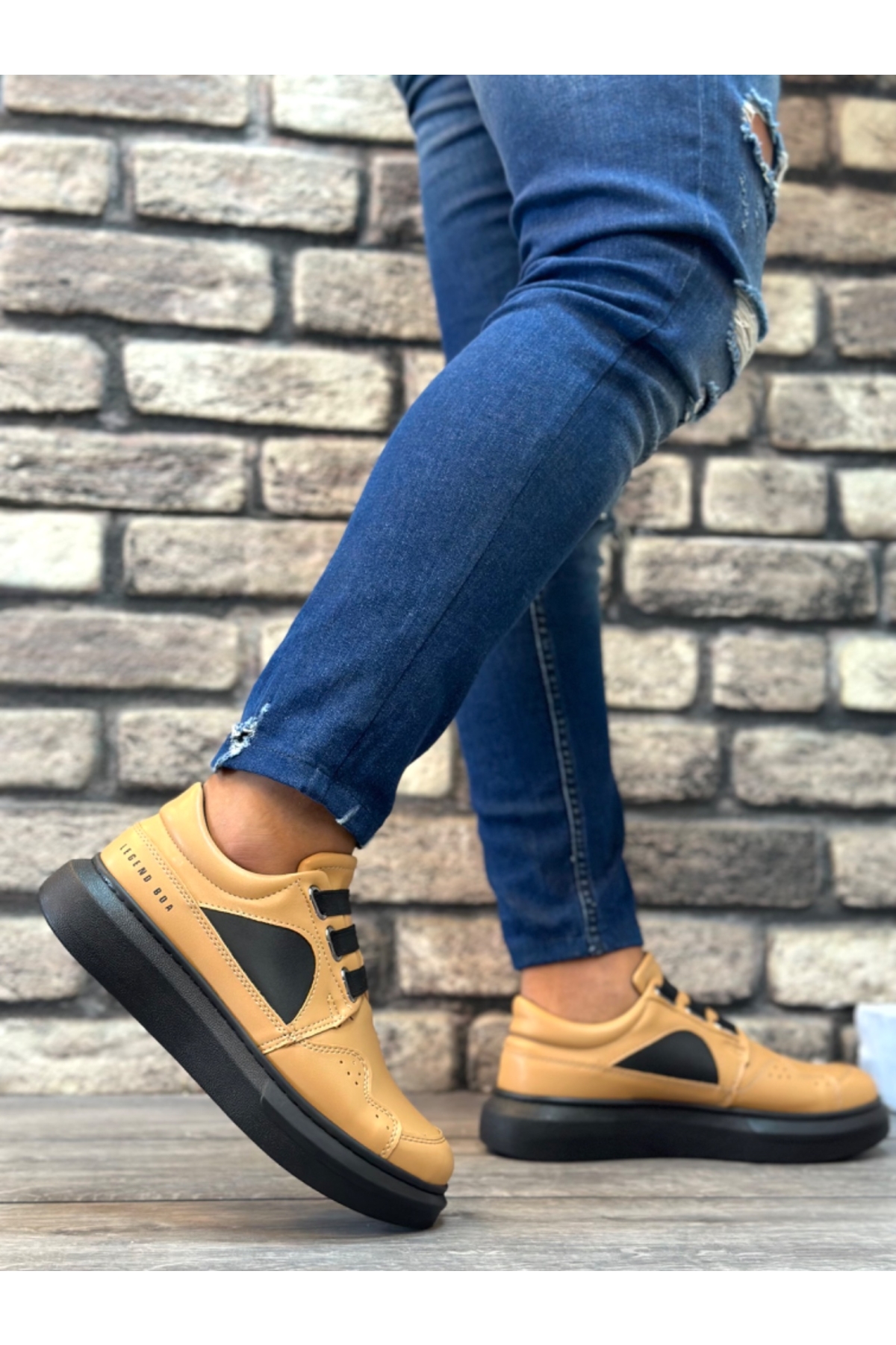 Bağcıksız Lastikli Casual Erkek Ayakkabı KARAMEL SİYAH (SİYAH TABAN) - Görsel 3
