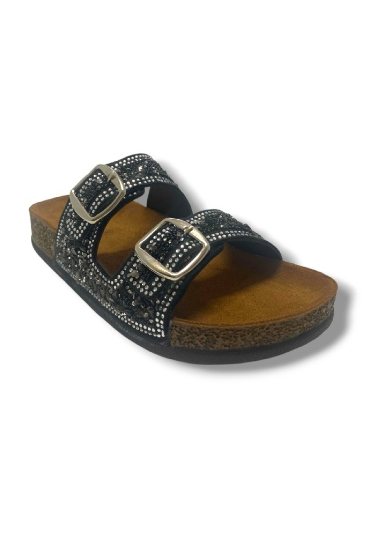 55702-25 Taşli Çift Bant Anatomik Kadın Terlik - Görsel 2