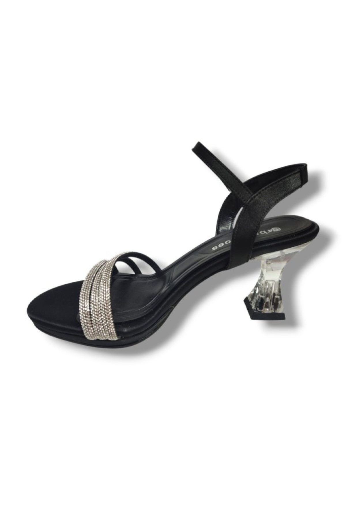 84-25 Deri Taşlı Şeffaf Topuk Anatomik Kadın Sandalet - Görsel 4