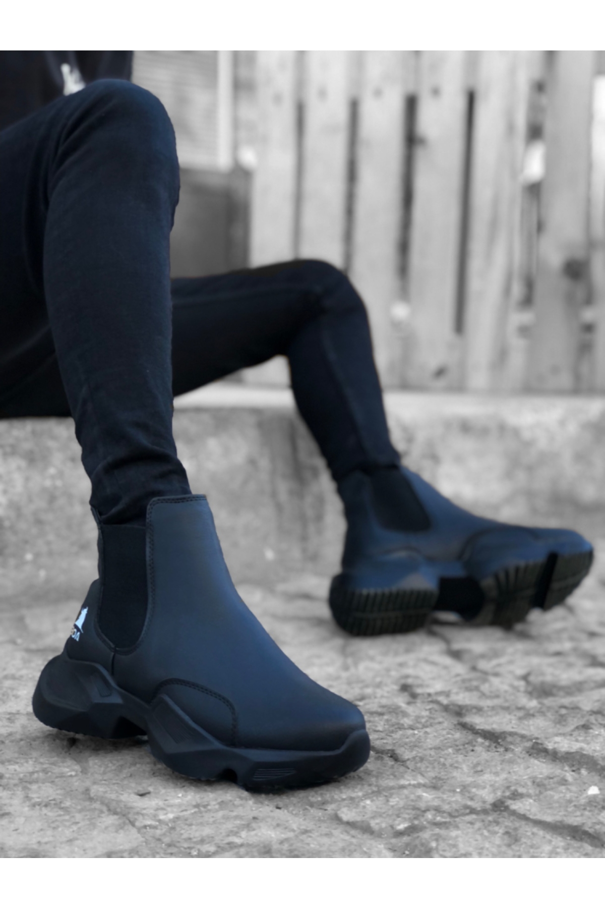 Lastikli Erkek Spor Bot SİYAH (SİYAH TABAN) - Görsel 2