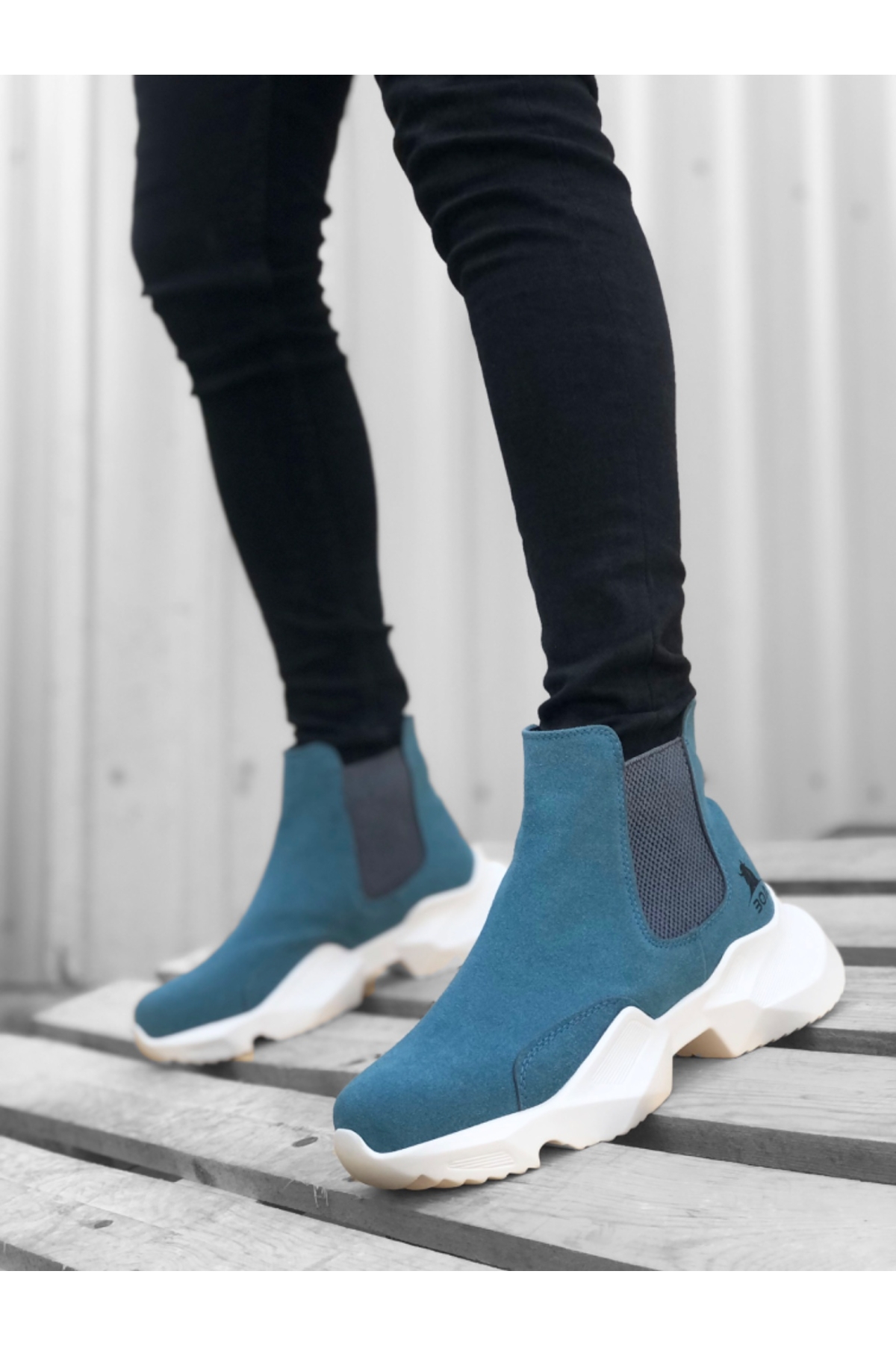 Lastikli Erkek Spor Bot MAVİ (BEYAZ TABAN) - Görsel 3