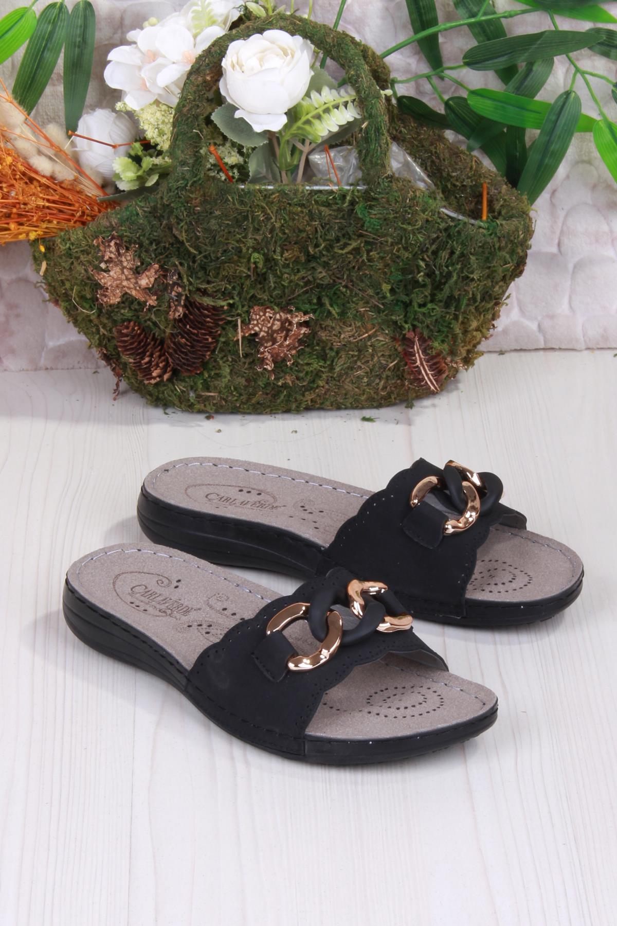 5229 Siyah Rahat Esnek Anatomik Kadın Terlik - Görsel 4