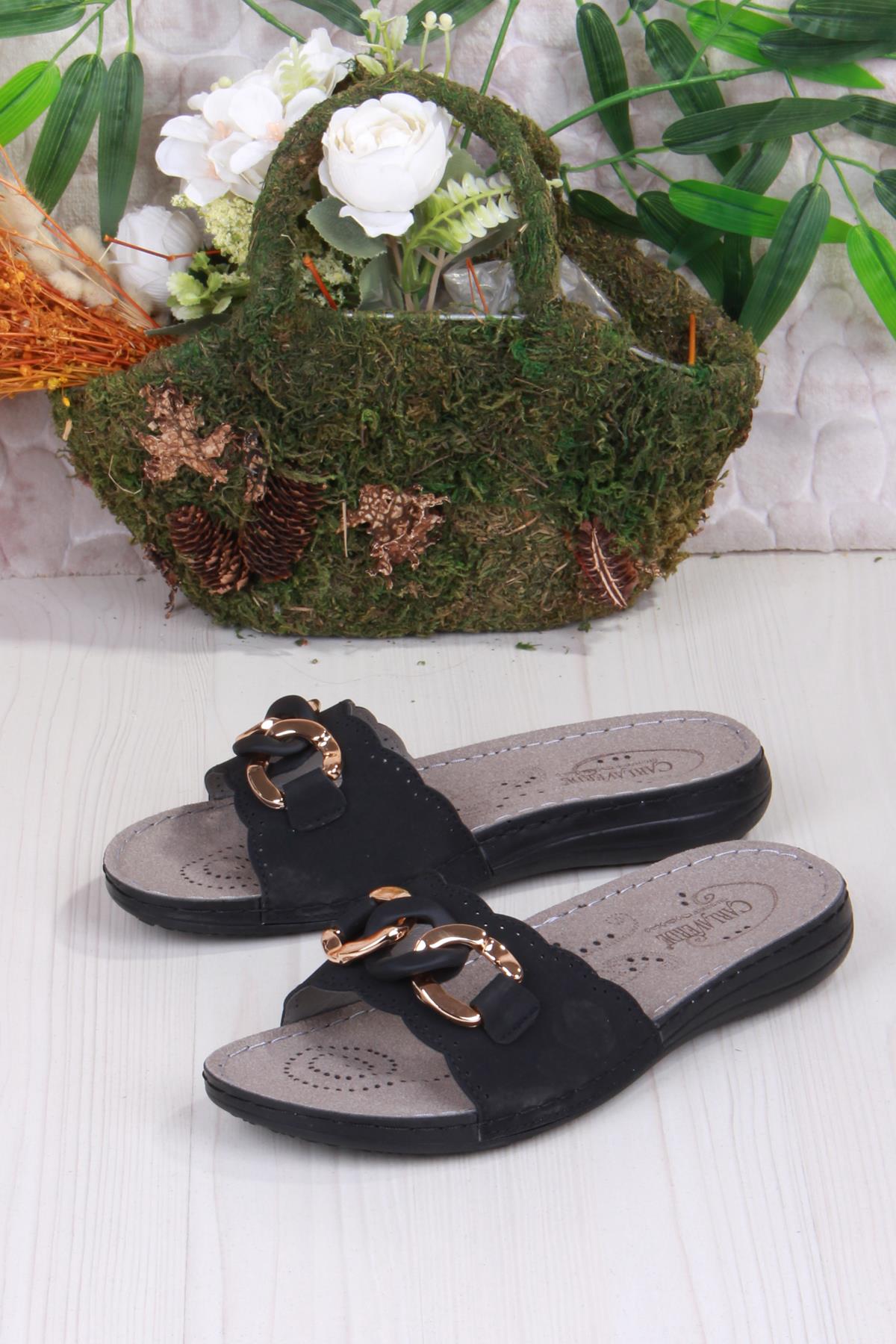 5229 Siyah Rahat Esnek Anatomik Kadın Terlik - Görsel 5