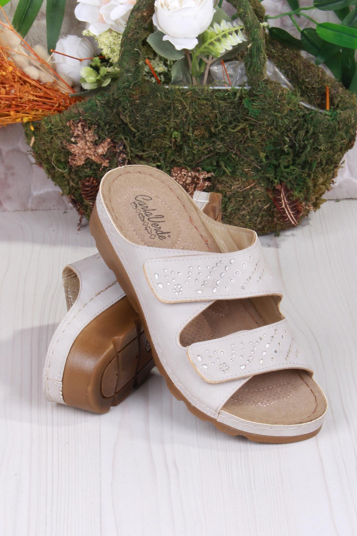 160161 Bej Rahat Esnek Anatomik Kadın Terlik - Görsel 3