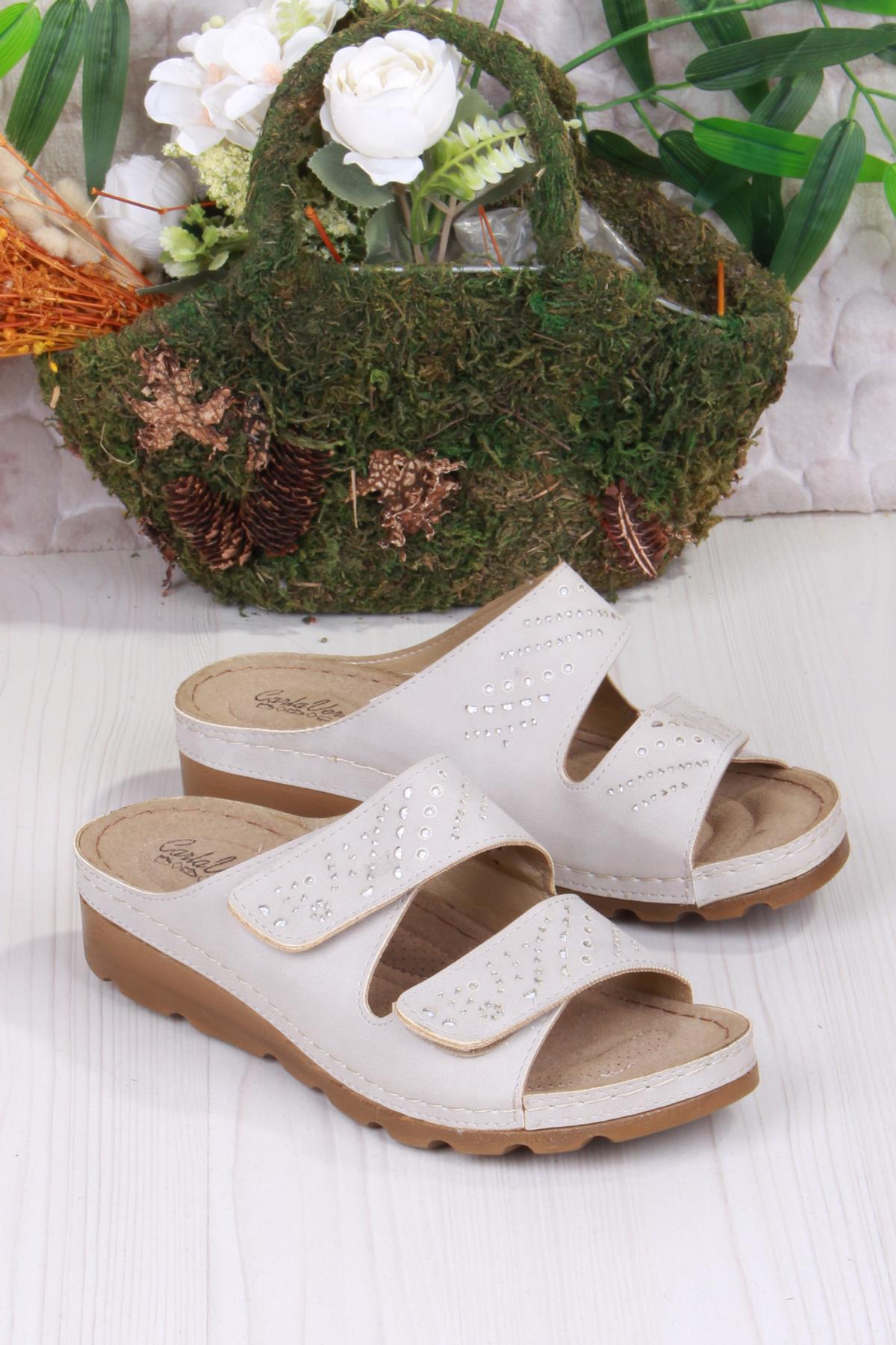 160161 Bej Rahat Esnek Anatomik Kadın Terlik - Görsel 4