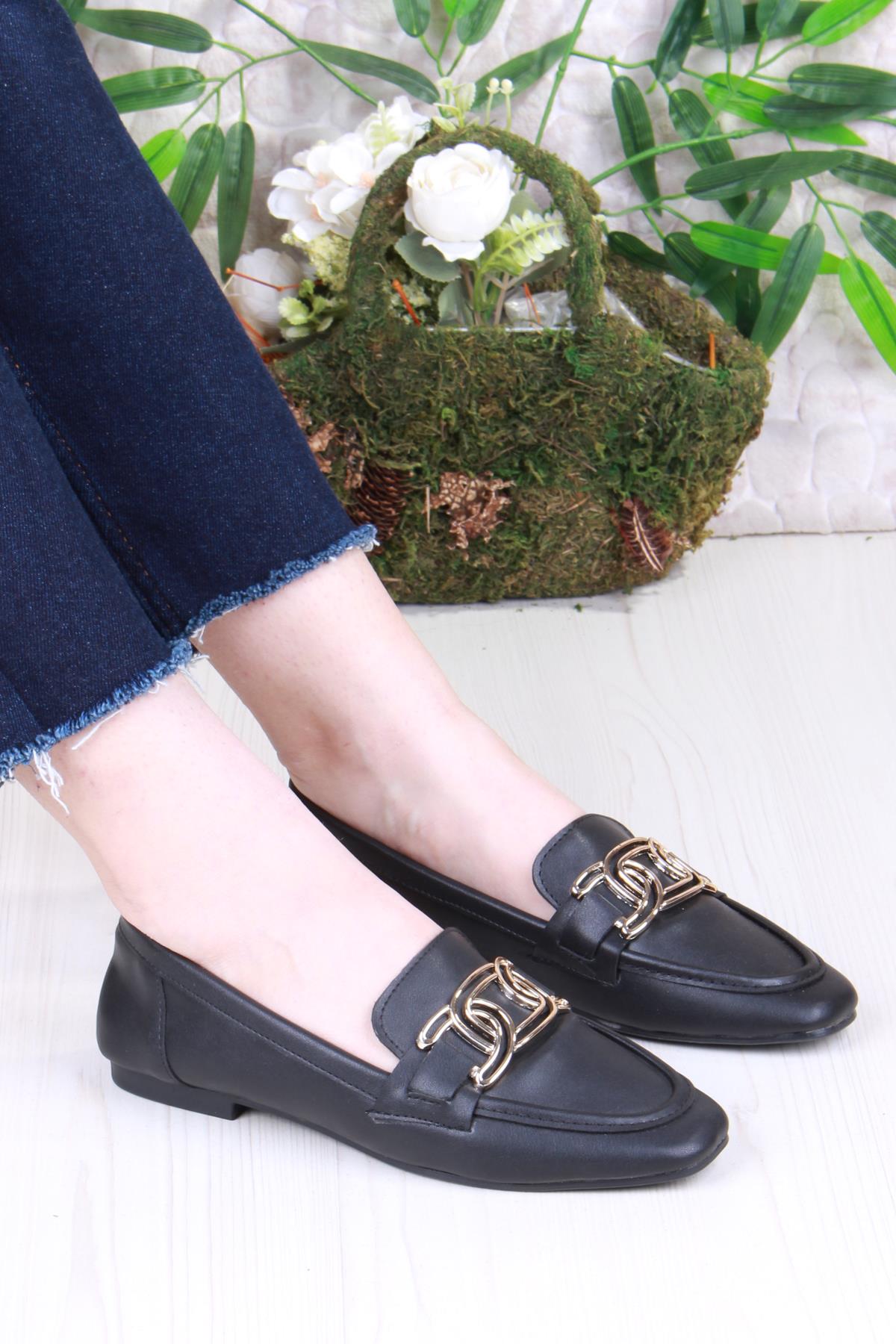 42307 Toka Detaylı Şık Rahat Kut Burun Kadın Babet - Görsel 2