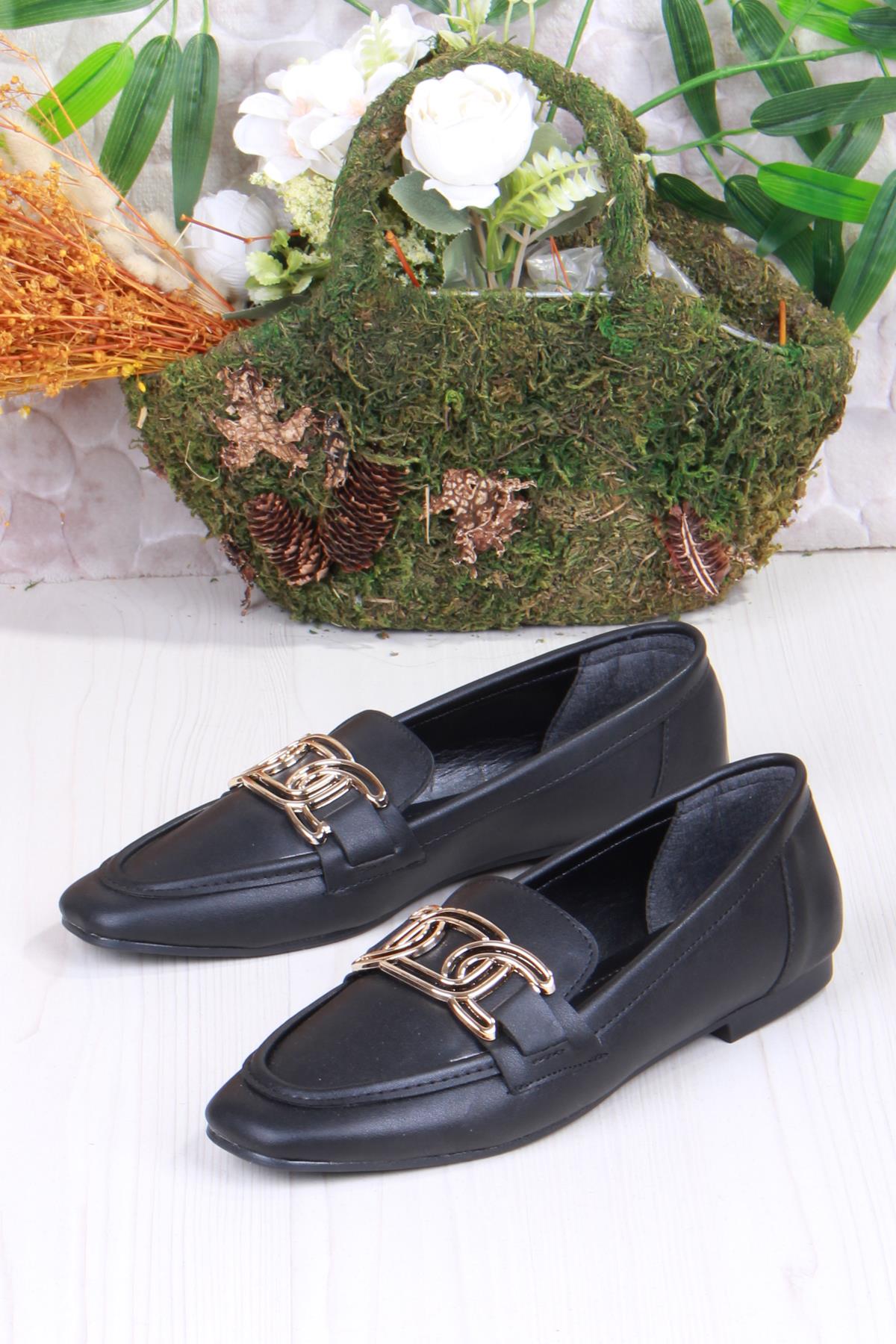 42307 Toka Detaylı Şık Rahat Kut Burun Kadın Babet - Görsel 5