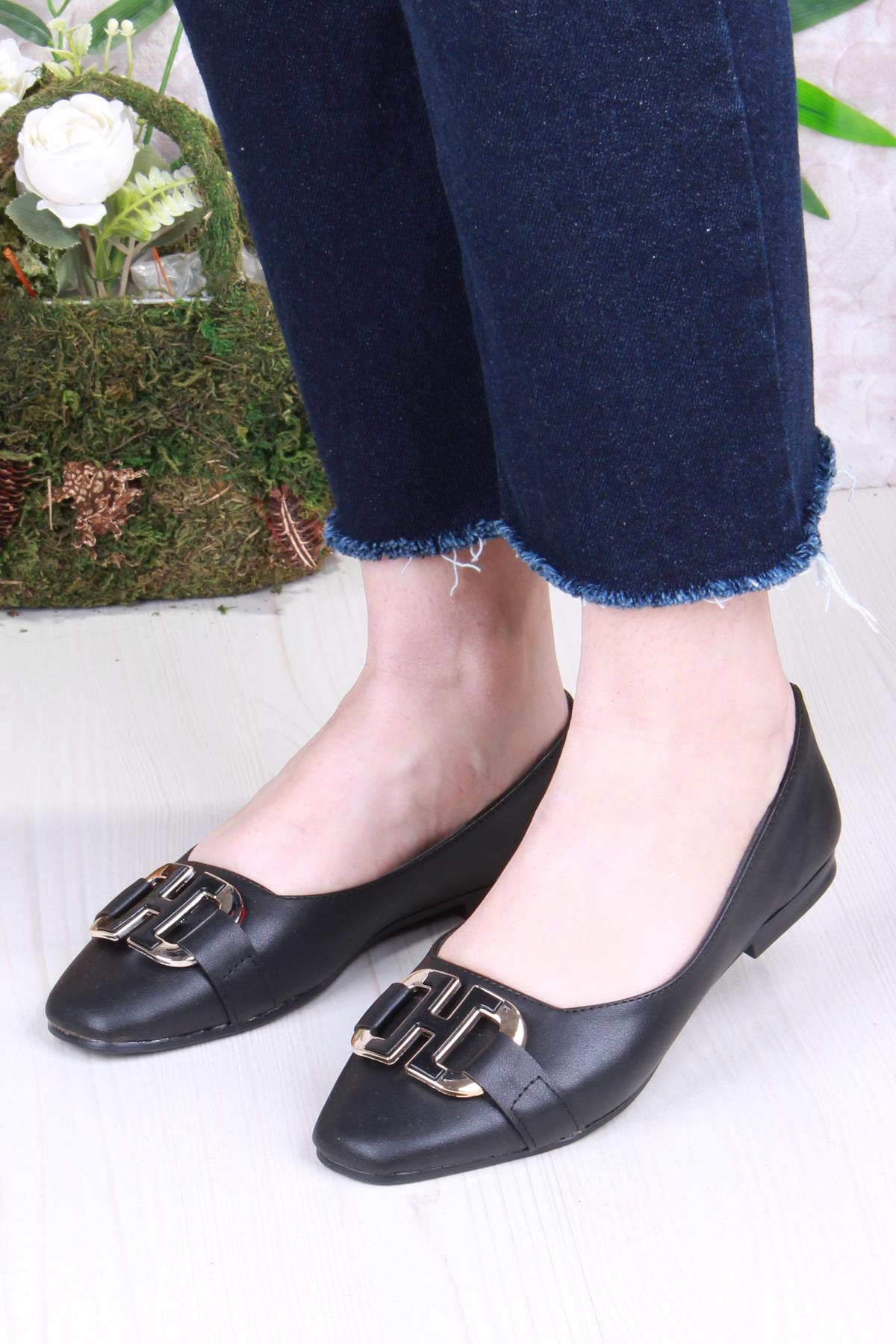 42305 Toka Detaylı Şık Rahat Kut Burun Kadın Babet - Görsel 3