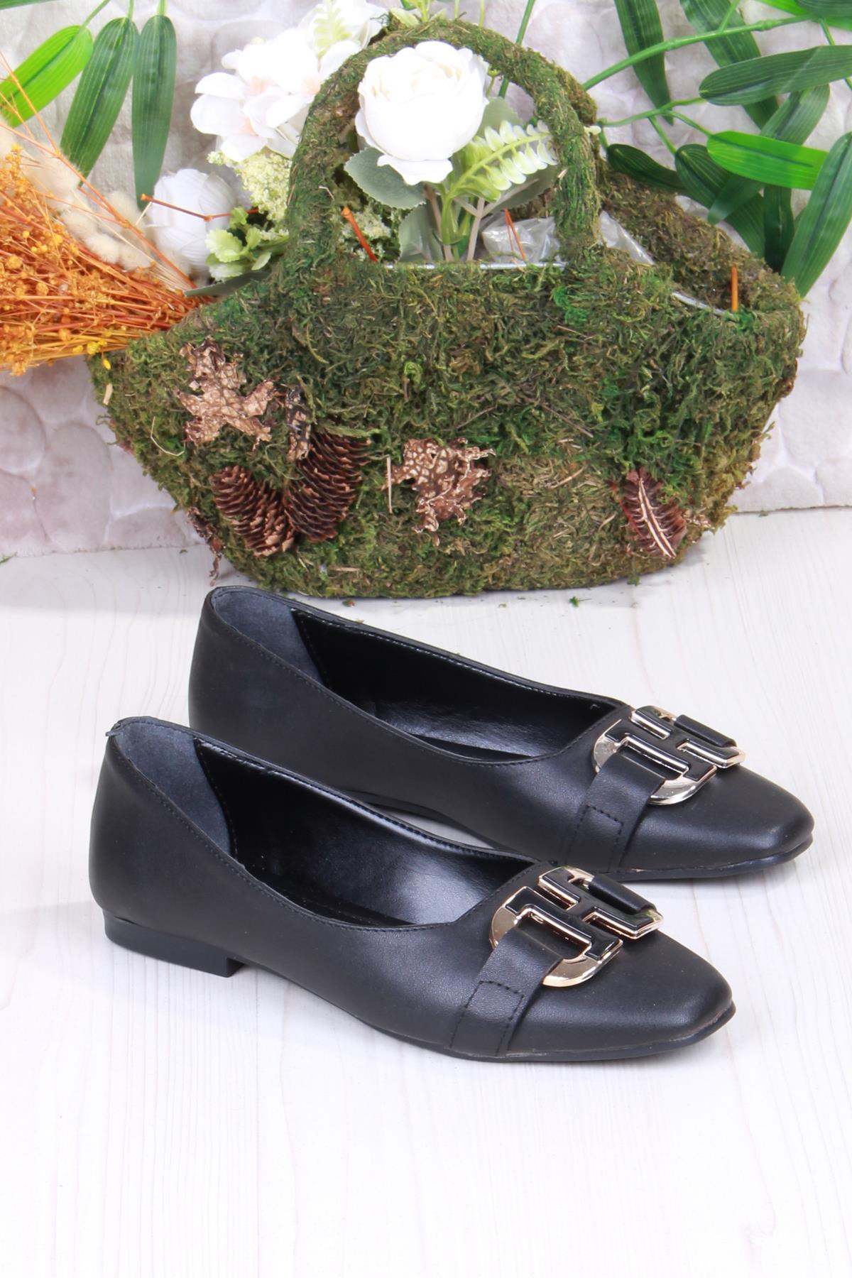 42305 Toka Detaylı Şık Rahat Kut Burun Kadın Babet - Görsel 4