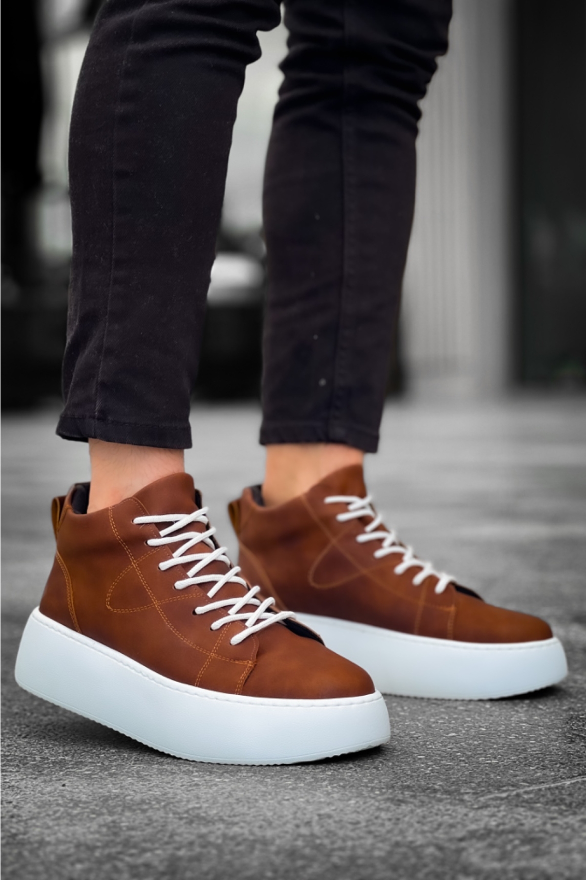 Bağcıklı Erkek Spor Bot TABA (BEYAZ TABAN) - Görsel 7