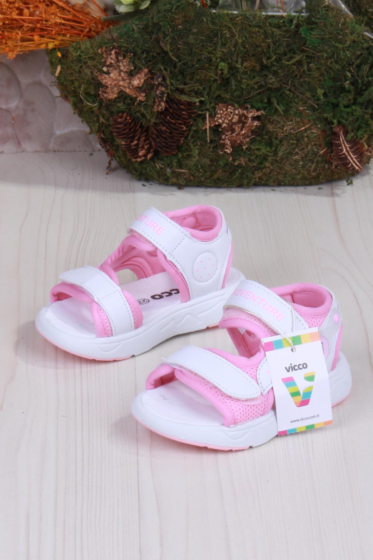 321.B24Y.210 Mocha Pembe Rahat Esnek Kız Çocuk Sandalet - Görsel 5