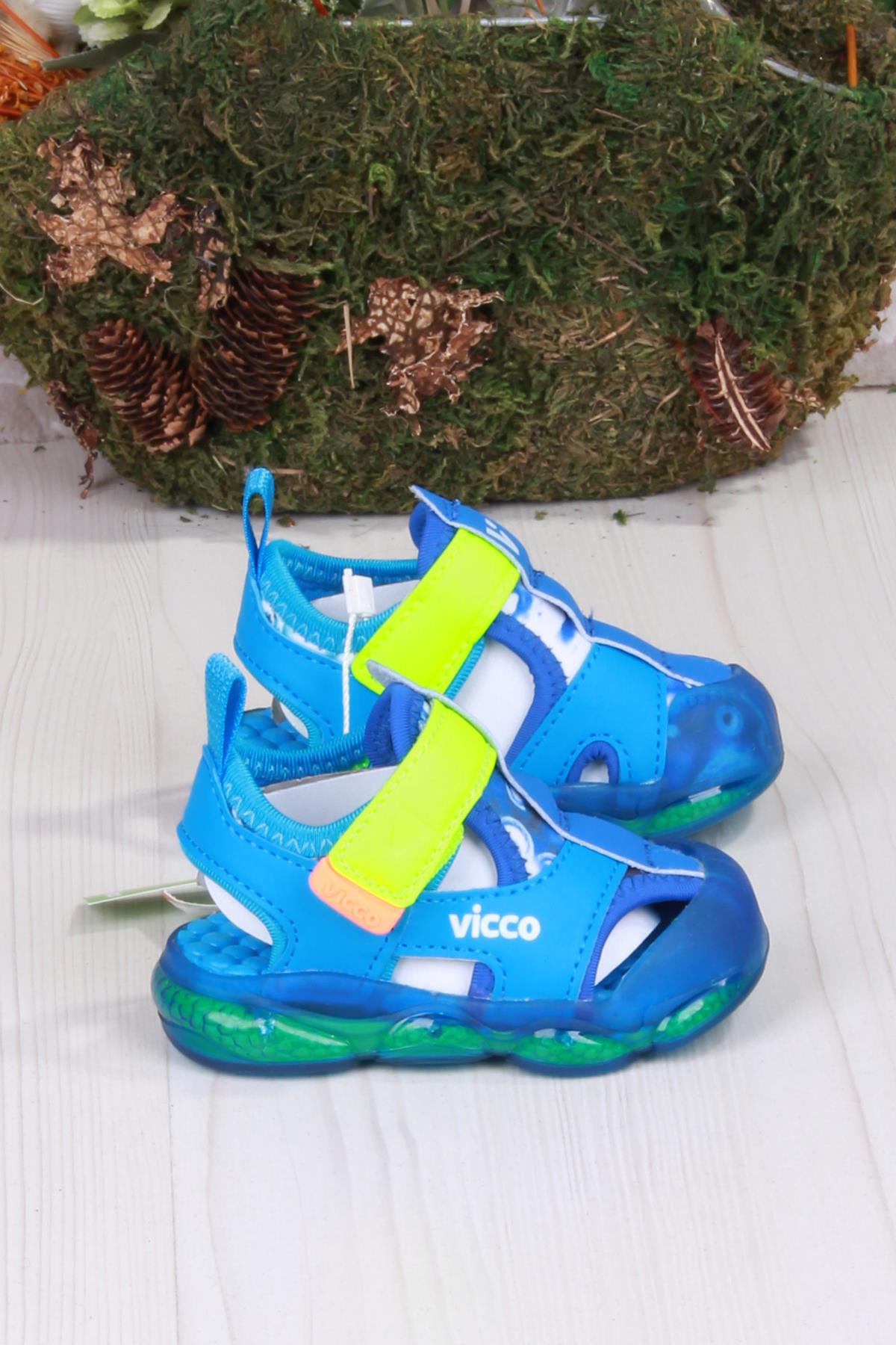 332.E25Y.217 Live Saks Mavi İlk Adım Işıklı Erkek Çocuk Sandalet - Görsel 2