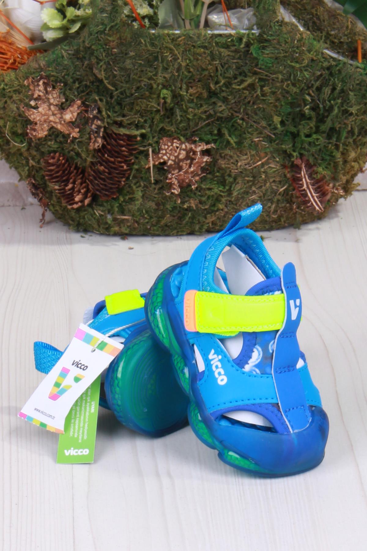 332.E25Y.217 Live Saks Mavi İlk Adım Işıklı Erkek Çocuk Sandalet - Görsel 3