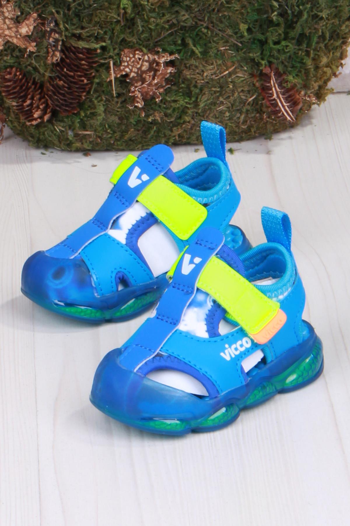 332.E25Y.217 Live Saks Mavi İlk Adım Işıklı Erkek Çocuk Sandalet - Görsel 5