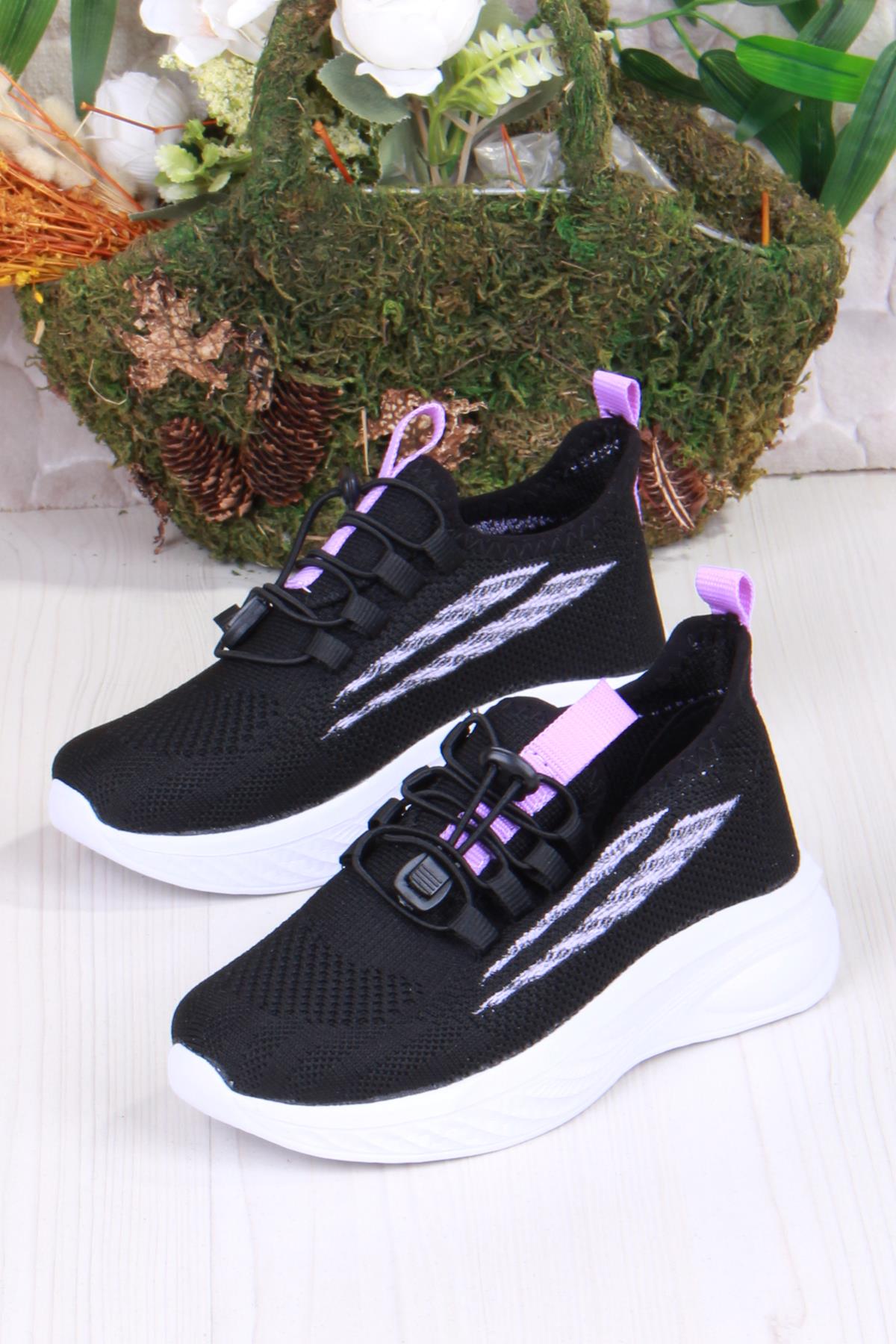 507051 Gossi Rahat Esnek Hafif Bağçıksız Tekstil Delikli Kız Çocuk Ayakkabı - Görsel 5