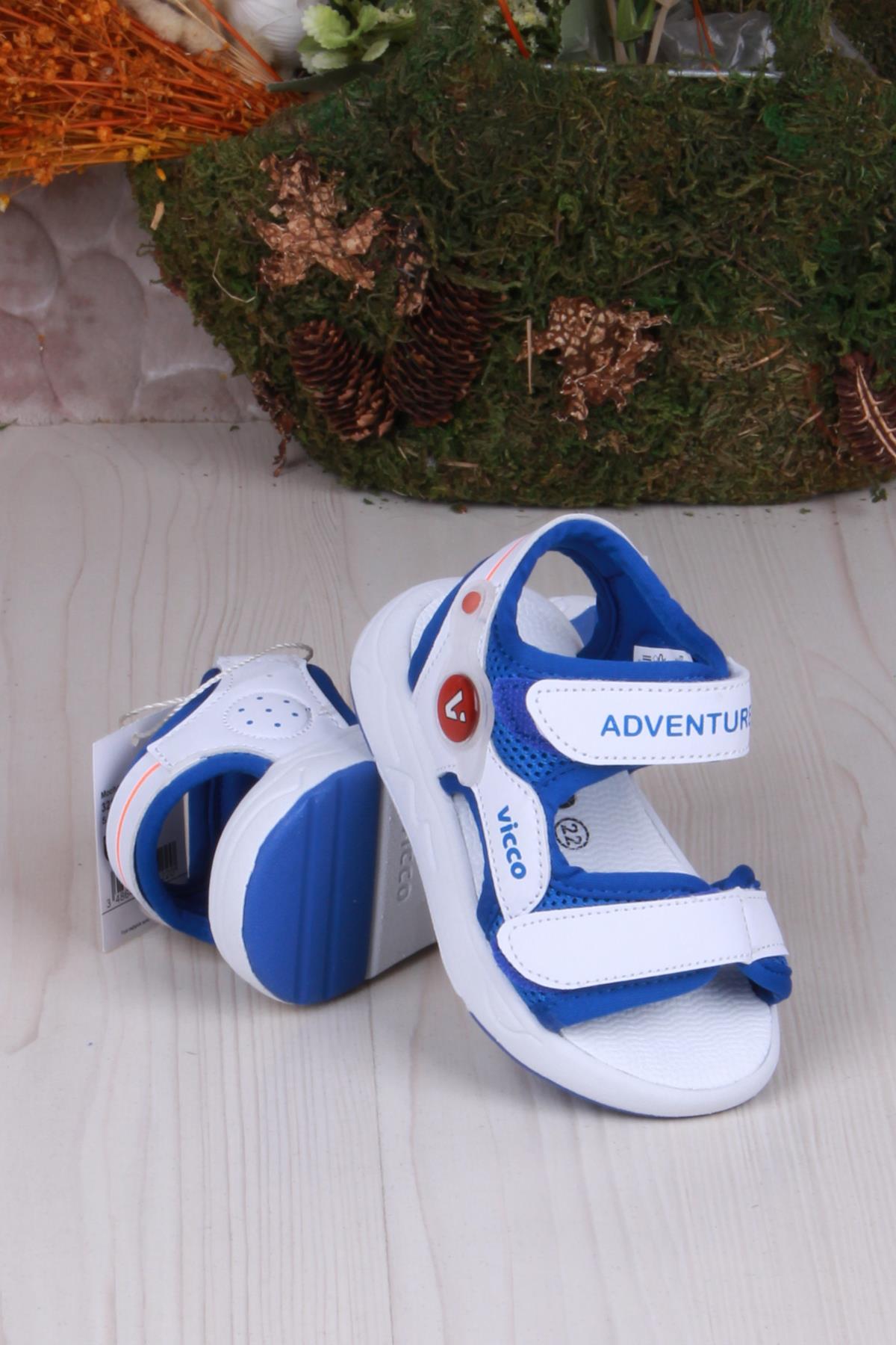 321.B24Y.210 Mocha Saks Mavi Rahat Esnek Erkek Çocuk Sandalet - Görsel 3