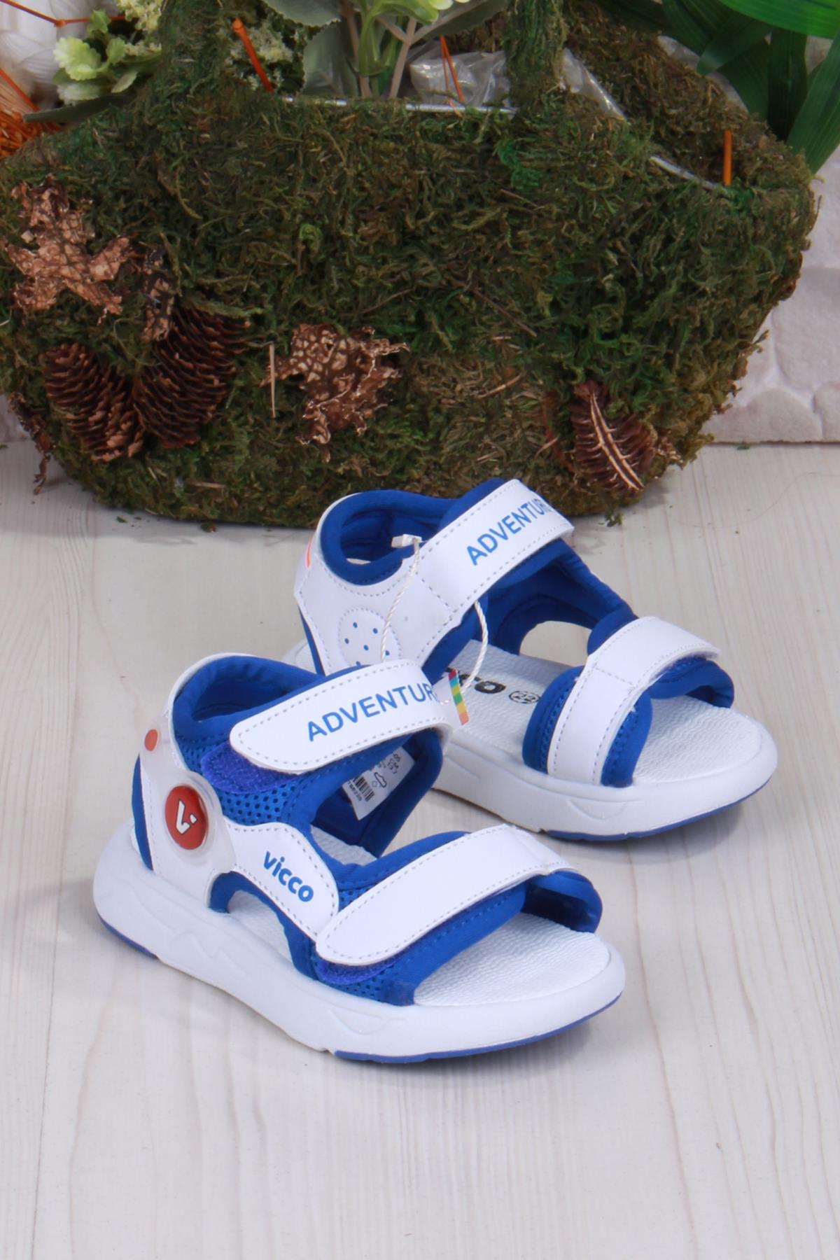 321.B24Y.210 Mocha Saks Mavi Rahat Esnek Erkek Çocuk Sandalet - Görsel 4